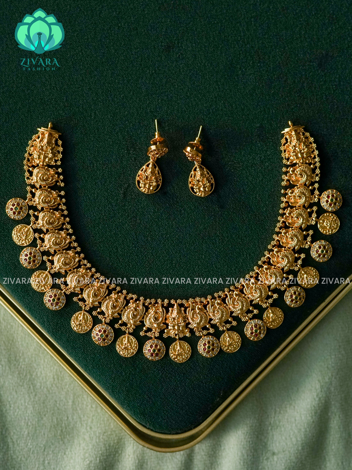 PEACOCK COIN - Traditional south indian premium neckwear - Zivara Fashion- latest jewellery design.