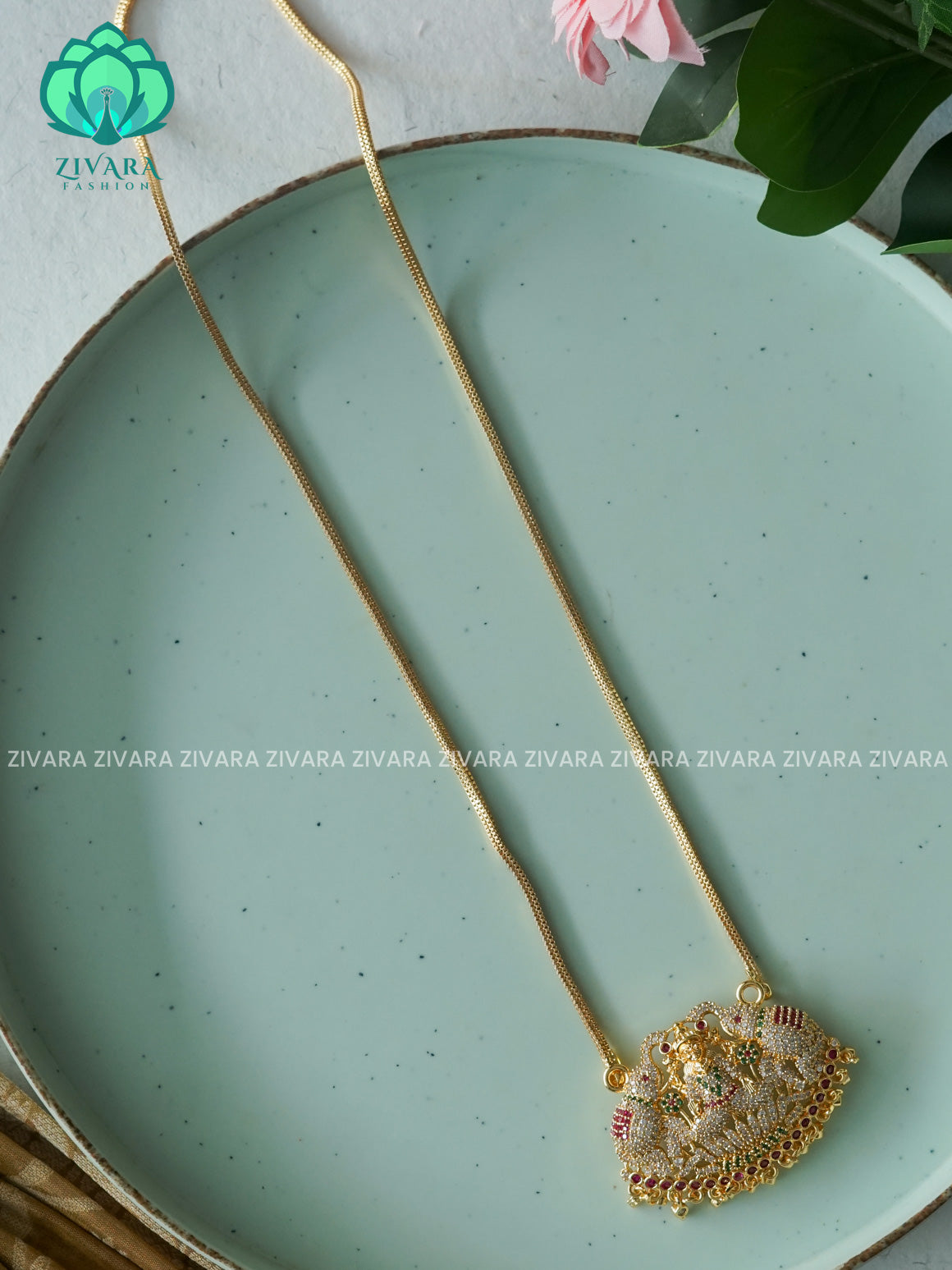 24" MICROGOLD POLISH IMPON DOLLAR  with premium gold polish CHAIN -Traditional south indian premium neckwear without earrings- Zivara Fashion- latest jewellery design