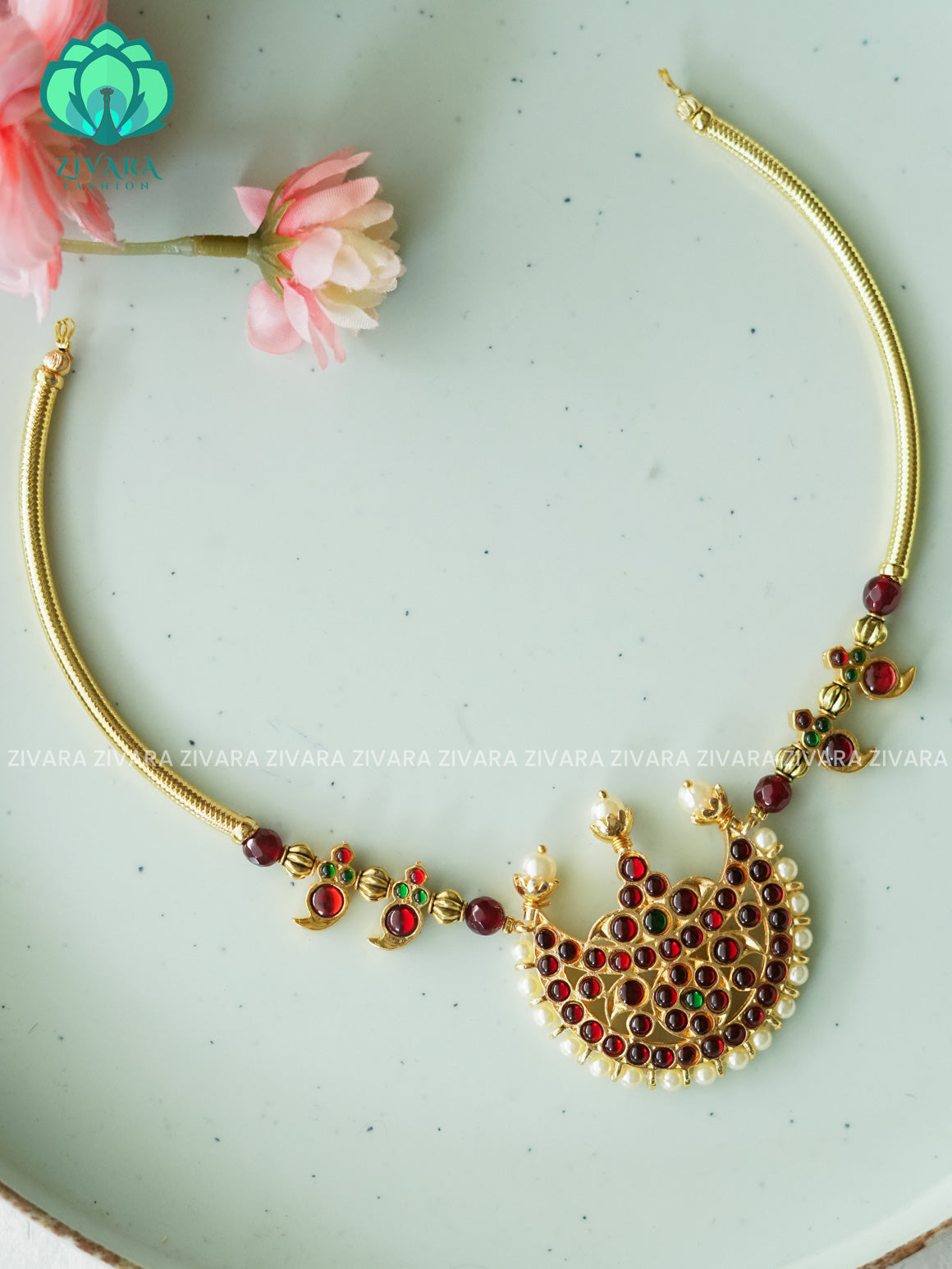 RED  -DHYUTHI  - HANDMADE NECKWEAR- latest kemp dance jewellery collection
