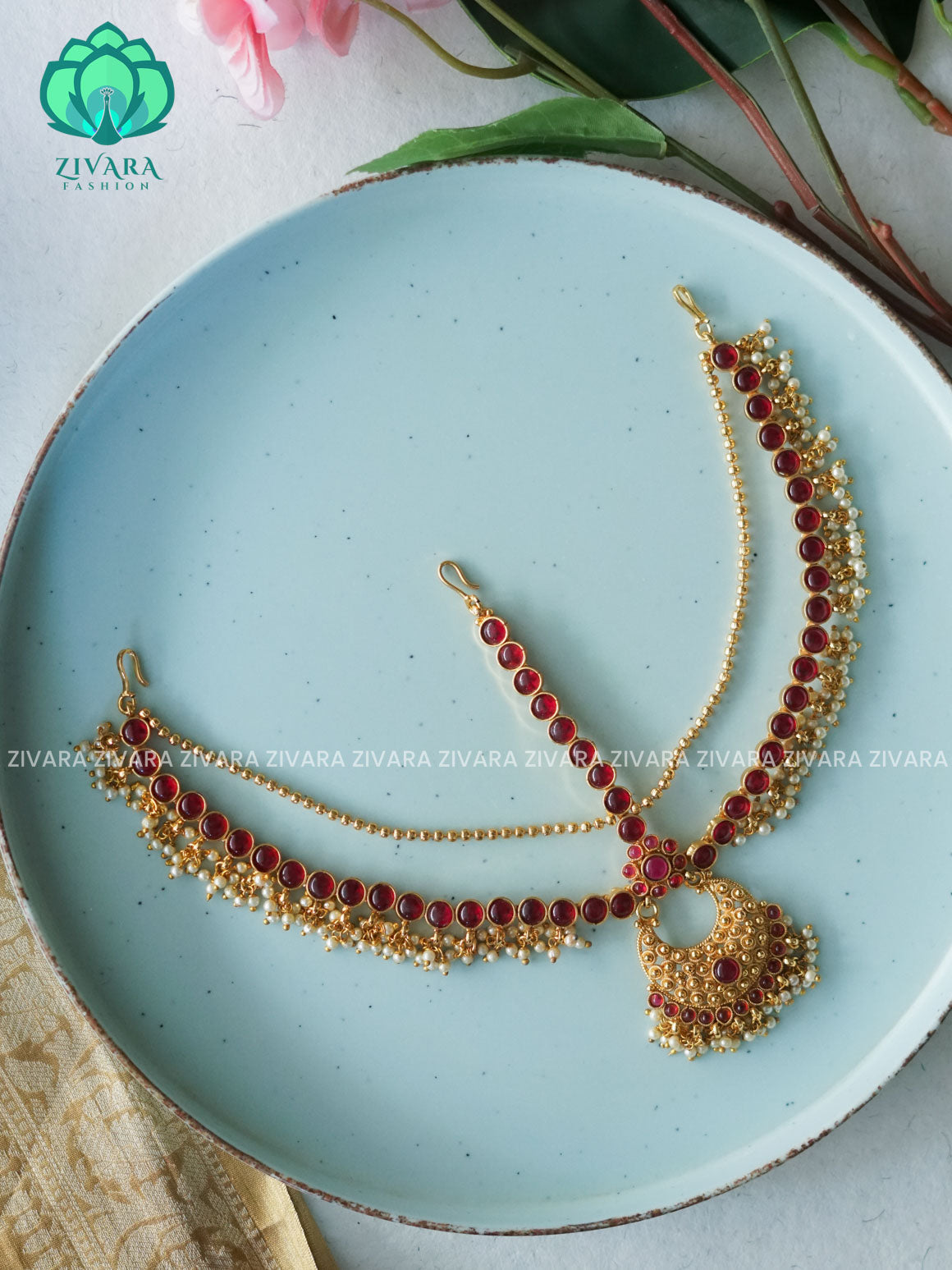 RUBY- Bridal maang tikka, chutti- bridal head accessory- latest bridal collection - Zivara fashion