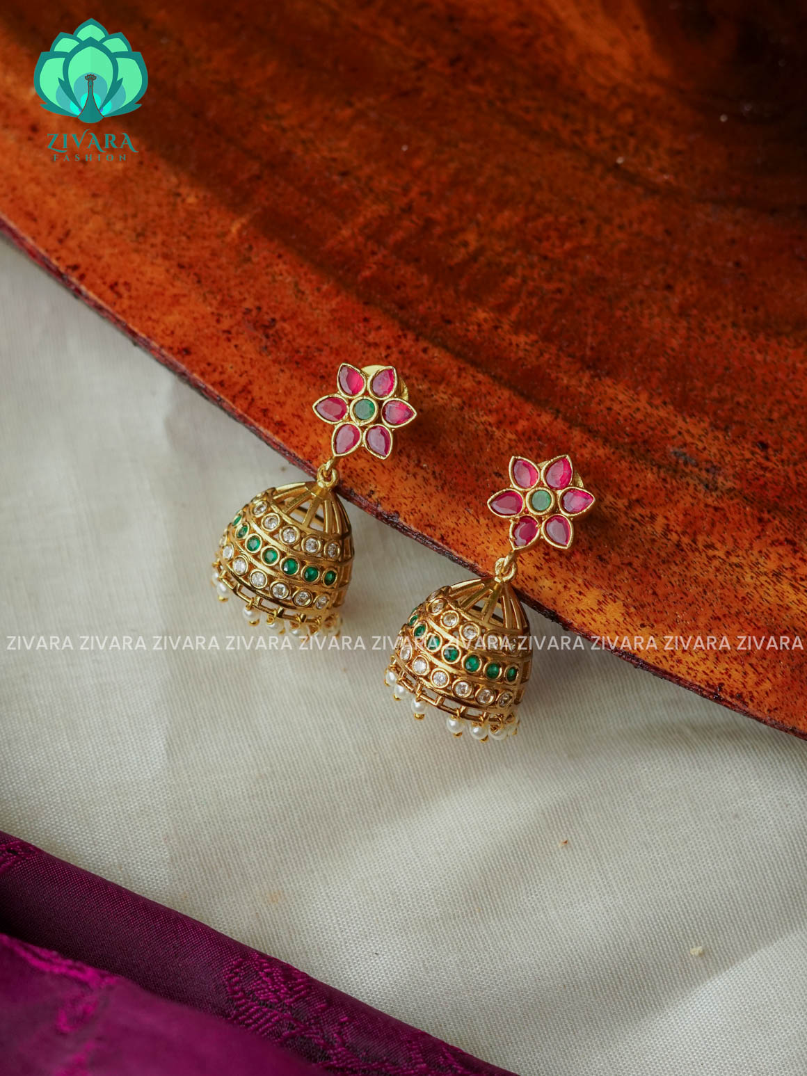 Medium size - TRADITIONAL PREMIUM MATTE  polish JHUMKA- latest jewellery collection- zivara fashion