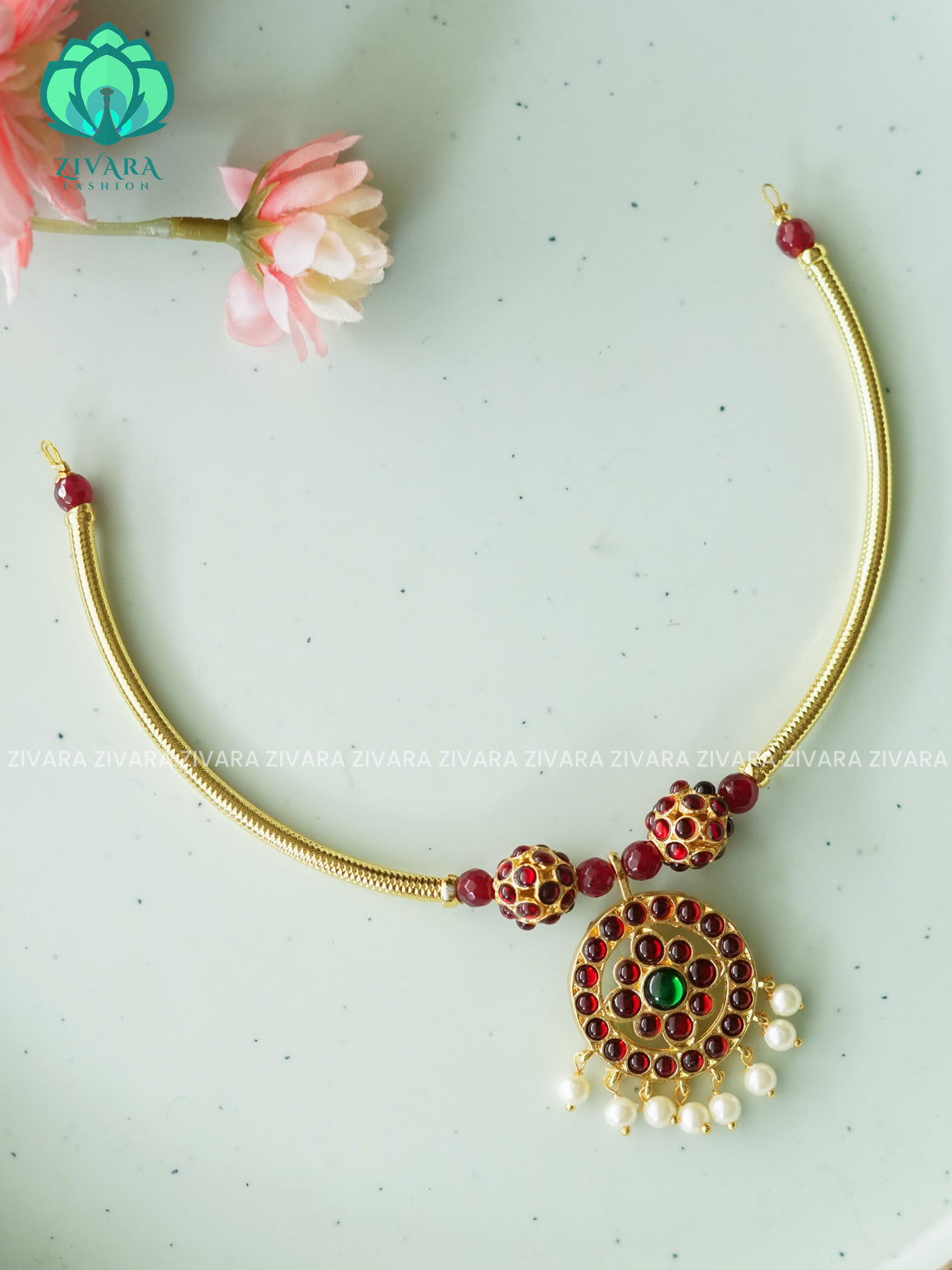 RED  -DHYUTHI  - HANDMADE NECKWEAR- latest kemp dance jewellery collection