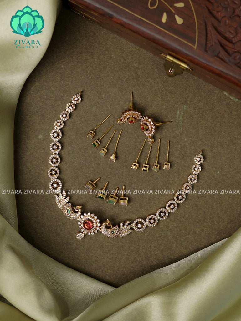 Interchangable hotselling NECKWEAR with earrings - latest pocket friendly south indian jewellery collection