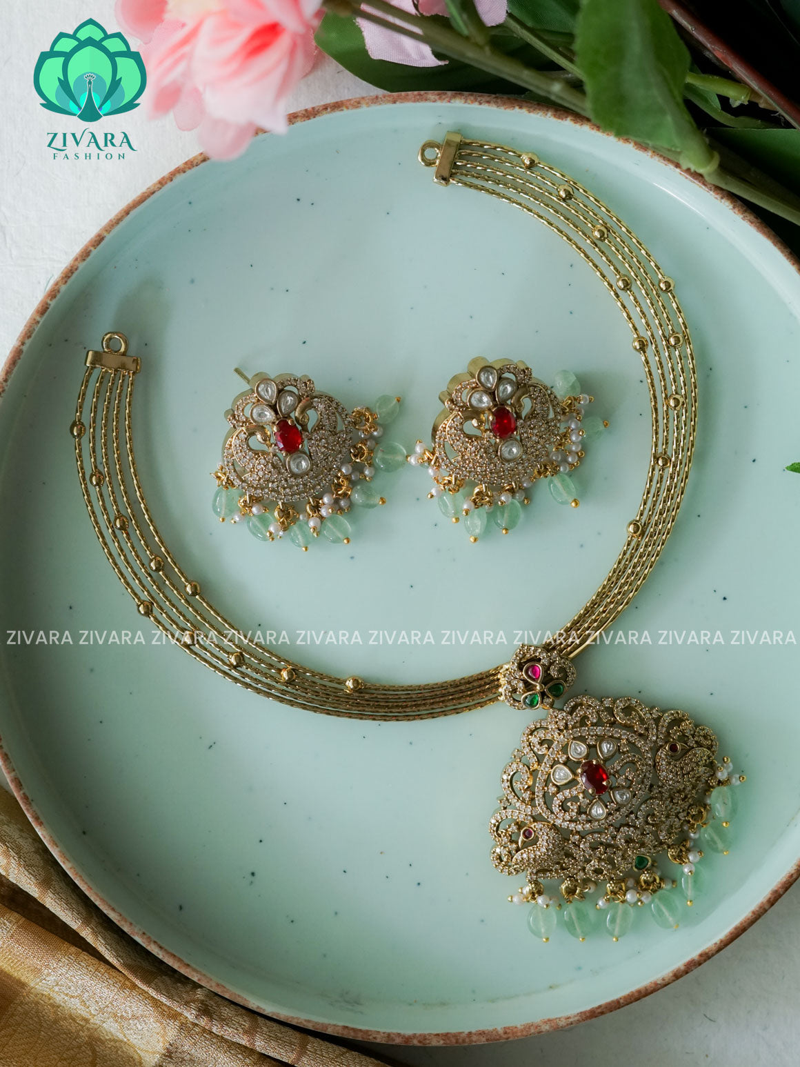BRIDAL HASLI  -Traditional south indian premium neckwear with earrings- Zivara Fashion- latest jewellery design