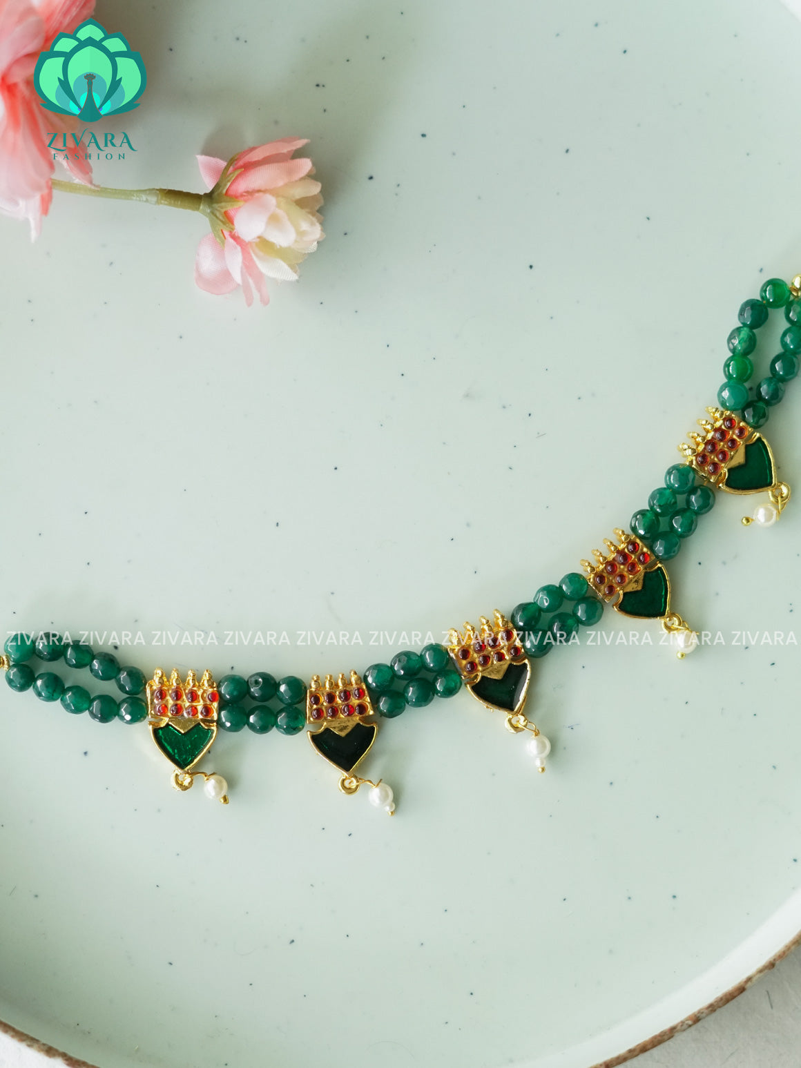 RUBY  BEADS - CHARITHA    - HANDMADE choker- latest kemp dance jewellery collection