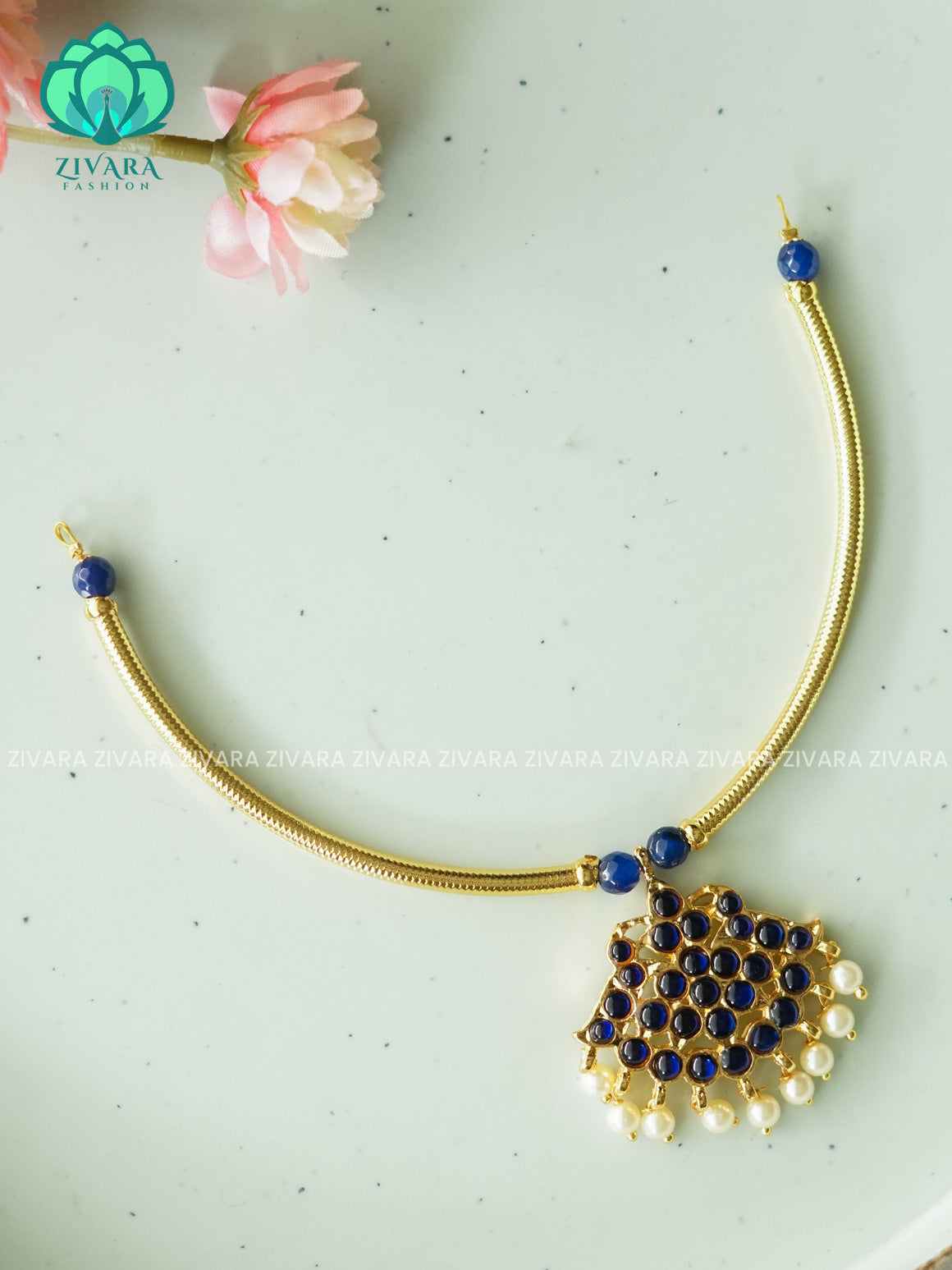 BLUE  -DHYUTHI  - HANDMADE NECKWEAR- latest kemp dance jewellery collection