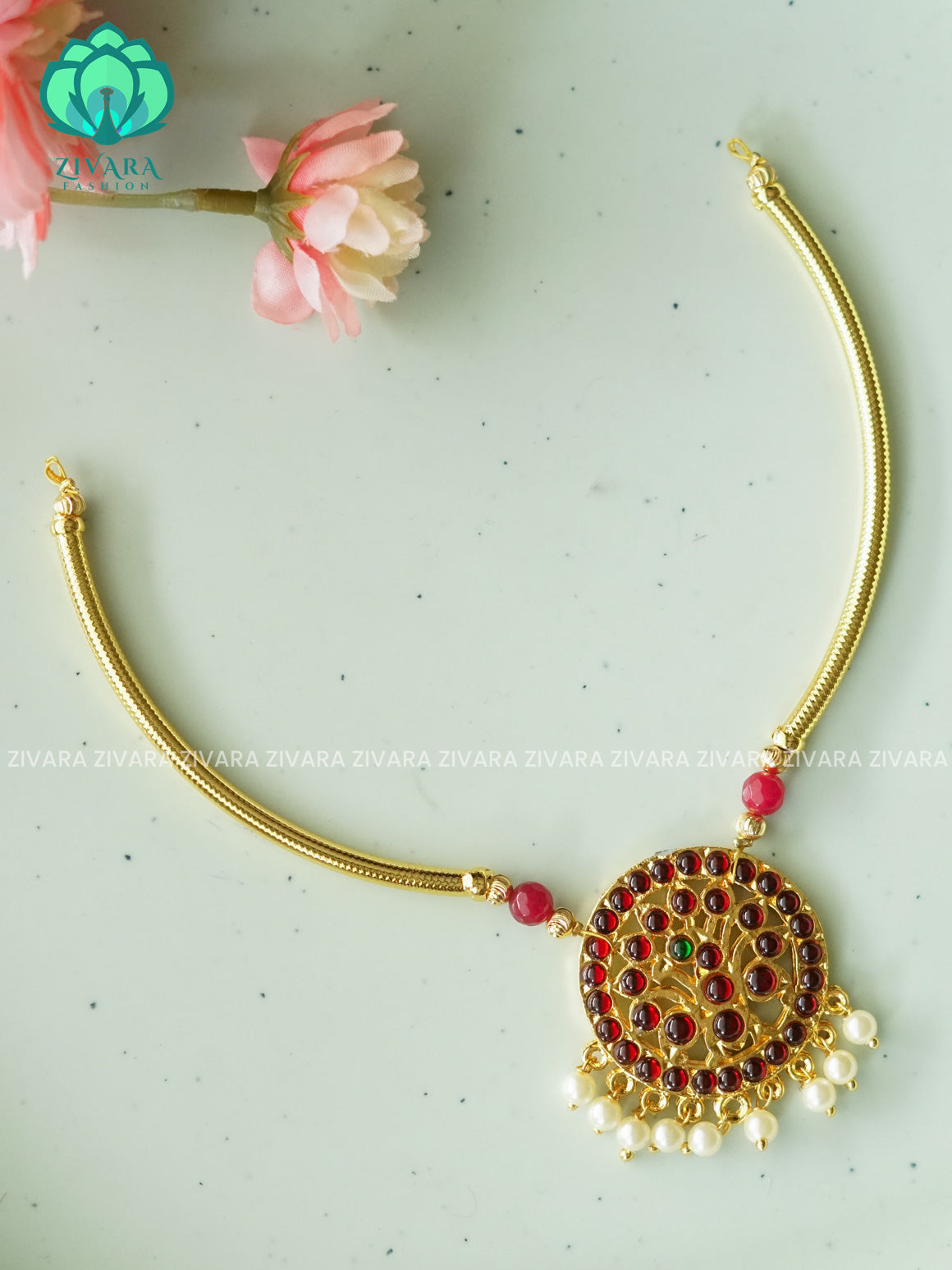 RED AND GREEN  -DHYUTHI  - HANDMADE NECKWEAR- latest kemp dance jewellery collection