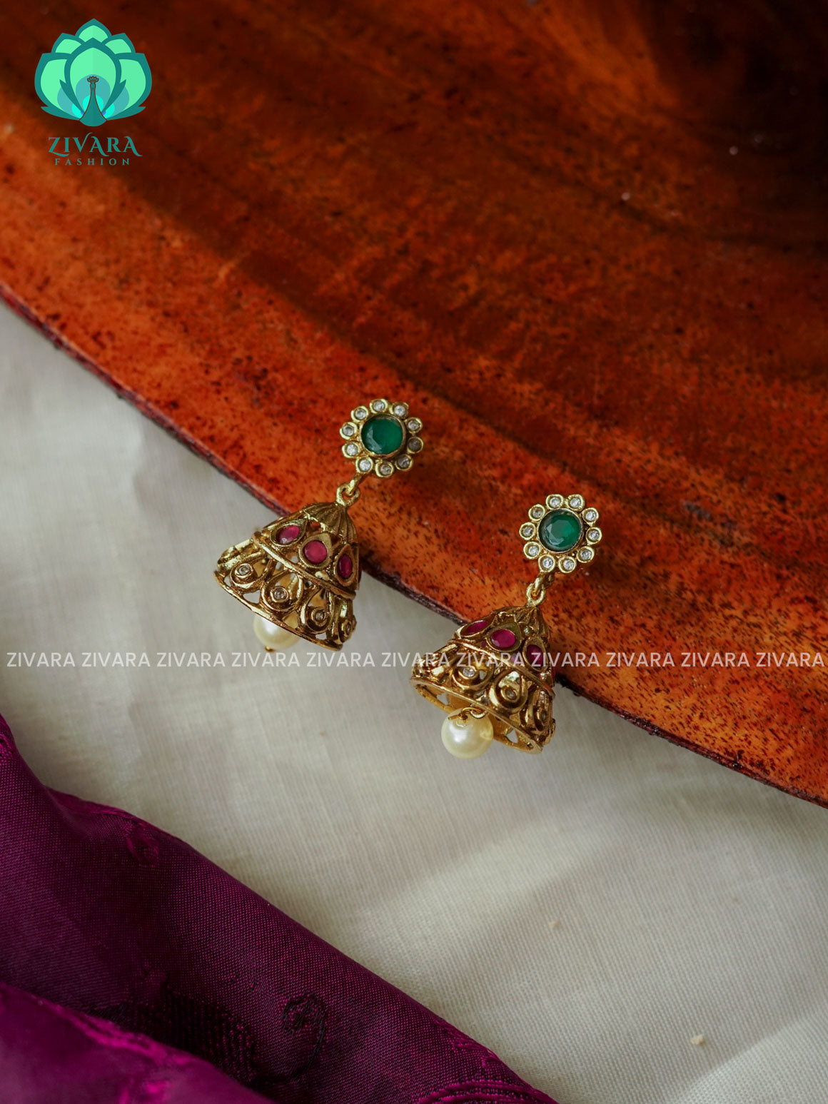 Small size kids friendly - TRADITIONAL PREMIUM MATTE  polish JHUMKA- latest jewellery collection- zivara fashion