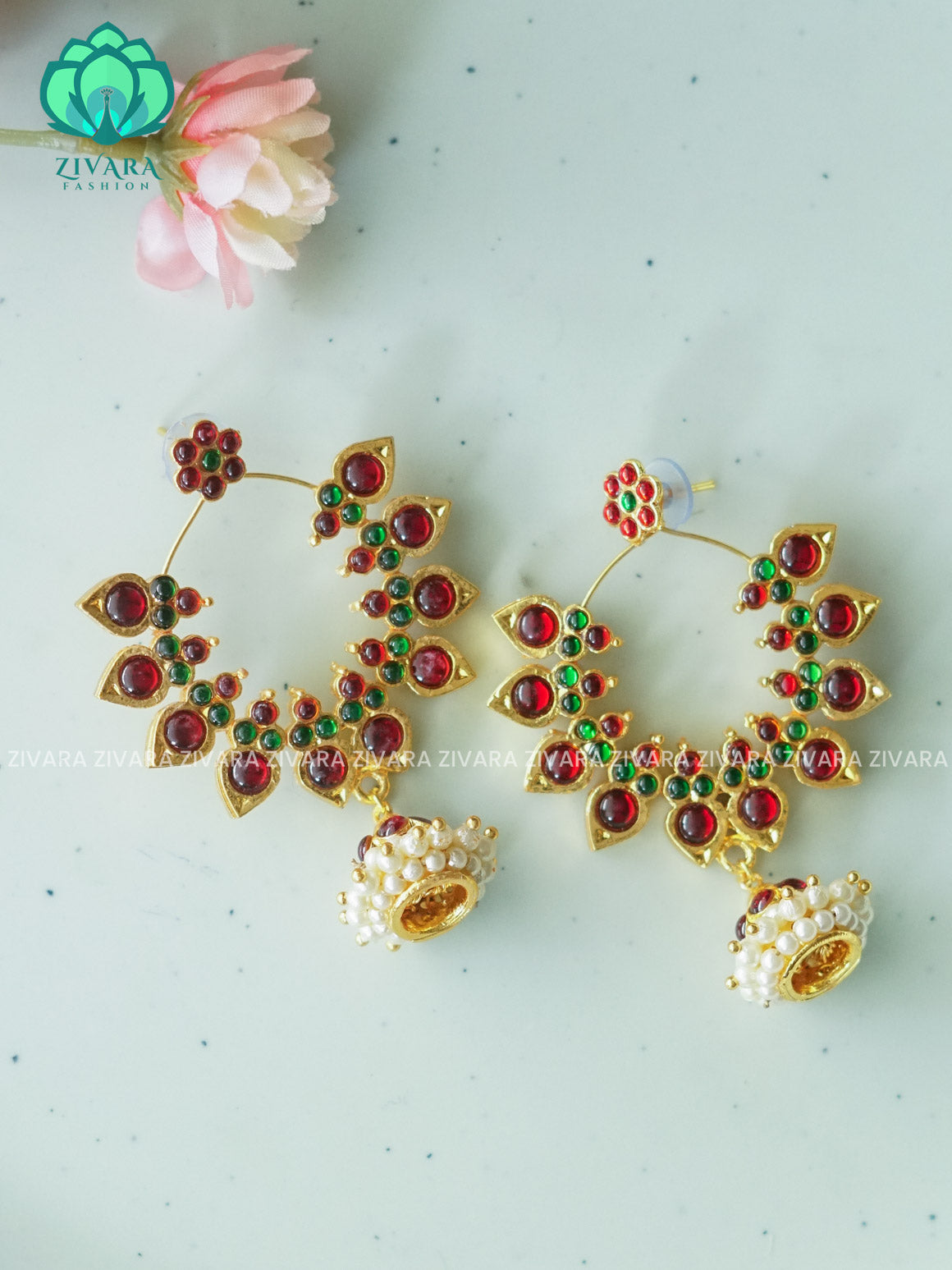 RED AND GREEN  -SUKRITI - BIG SIZE HANDMADE EARRINGS - latest kemp dance jewellery collection