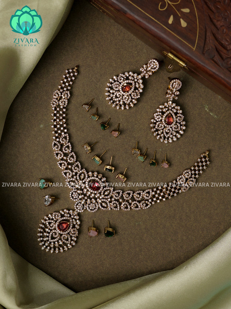 Interchangable hotselling NECKWEAR with earrings - latest pocket friendly south indian jewellery collection