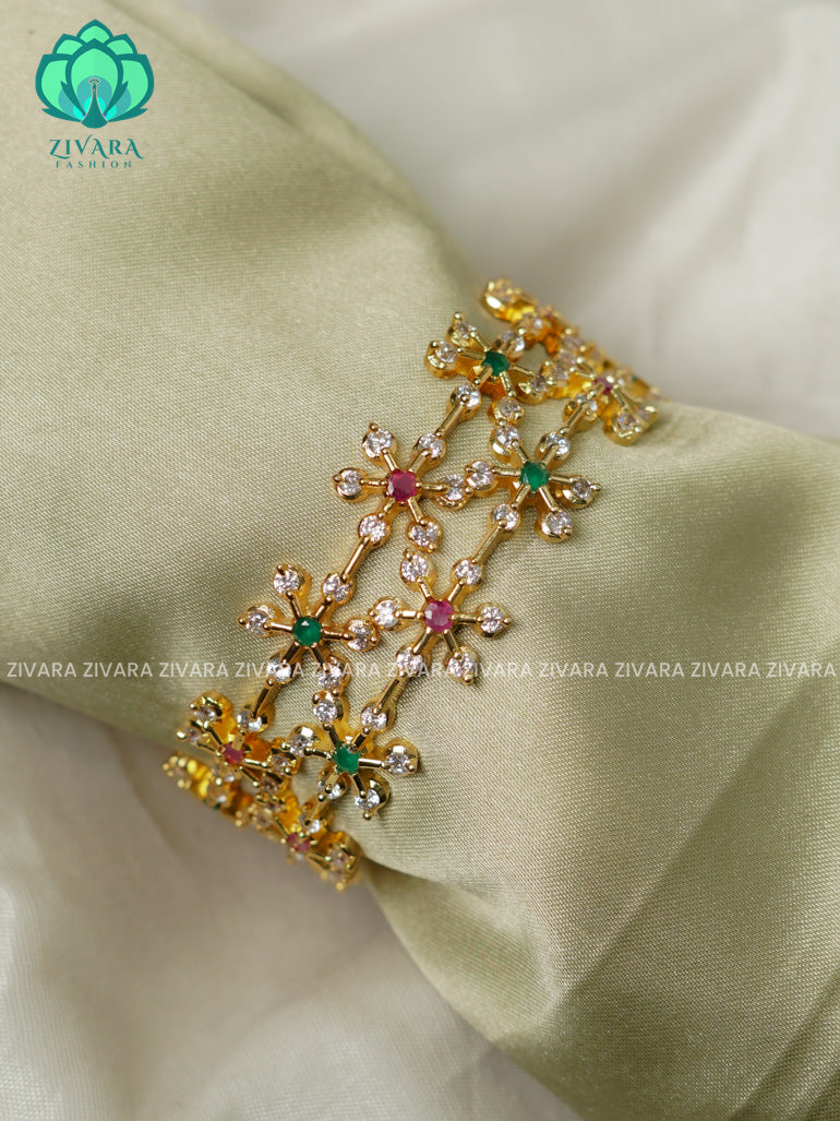 2 PIECE designer SNOW FLAKE   -Premium GOLD FINISH bangles- latest jewellery collection- Zivara Fashion
