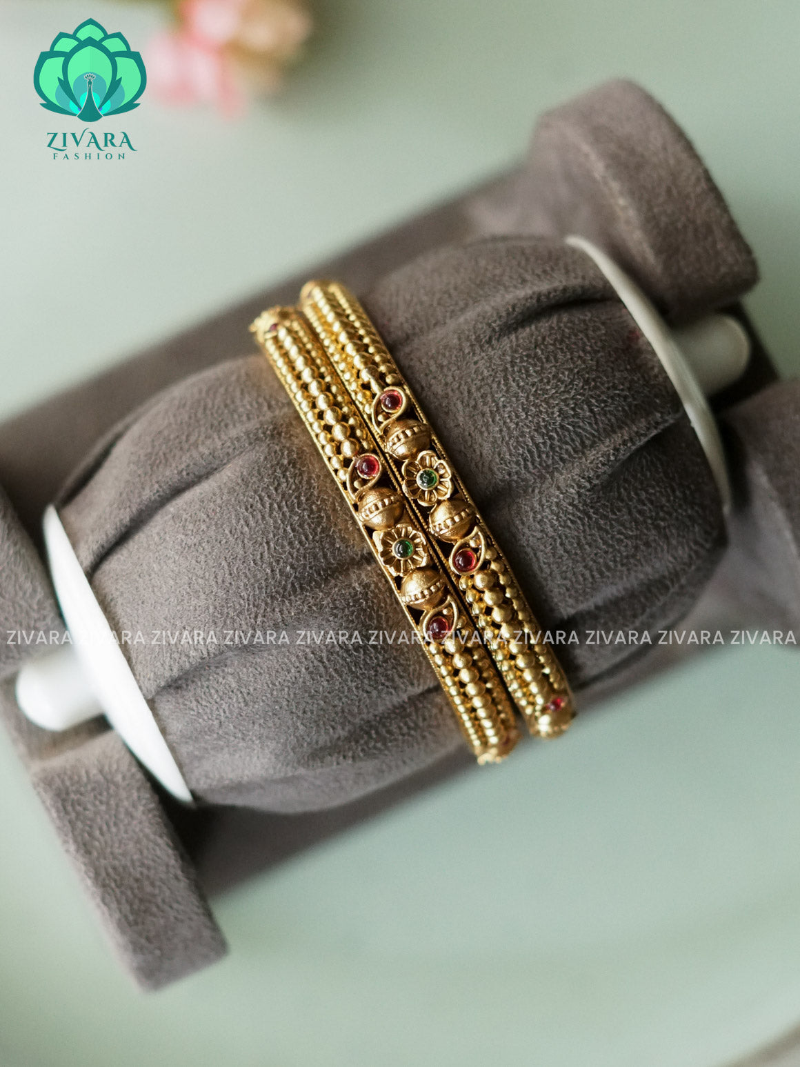 KALAI - NON- TEMPLE  - 2 PIECE - NORMAL MATTE FINISH bangles - latest jewellery collection- Zivara Fashion