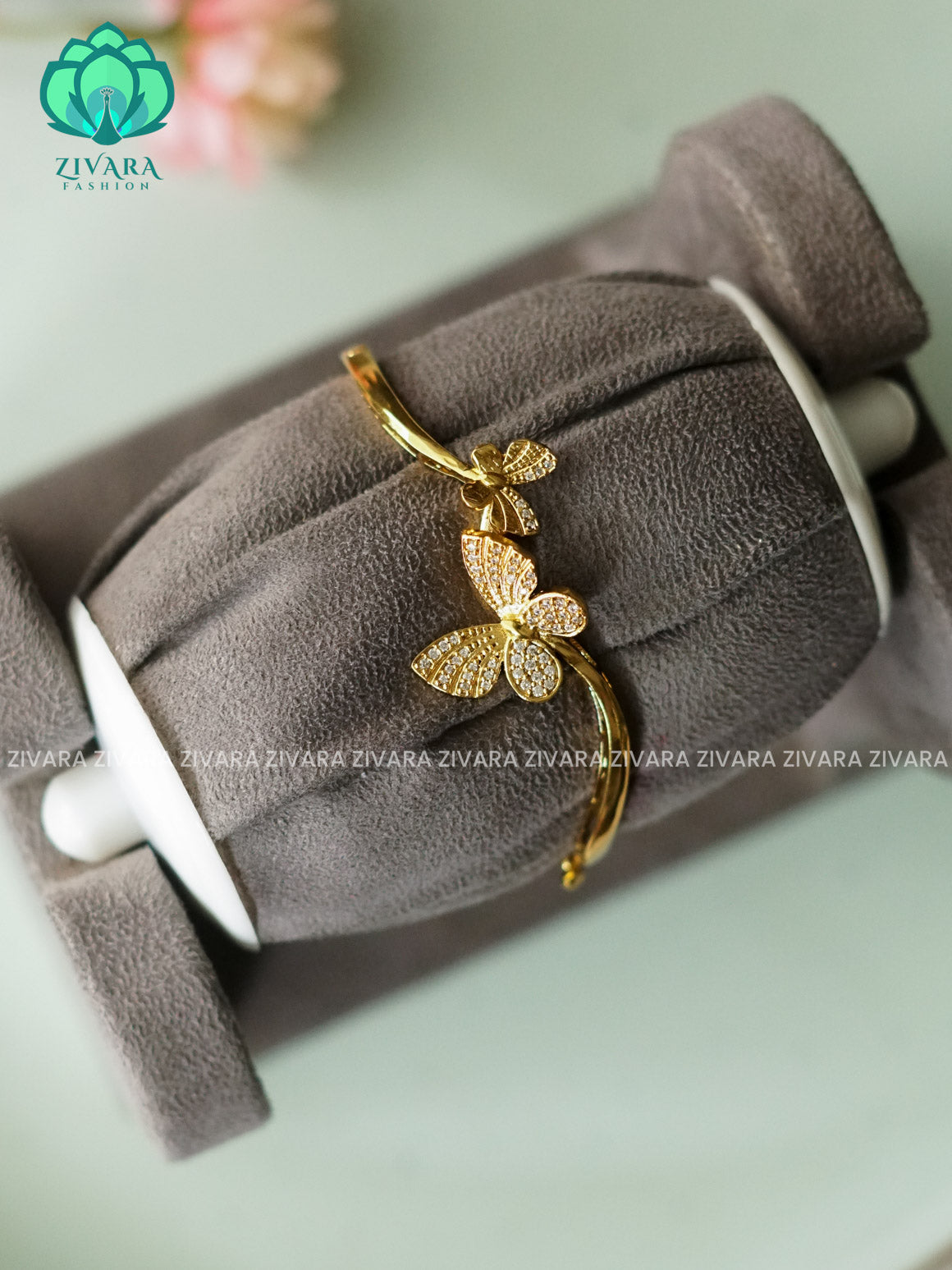 1 piece free size WHITE BUTTERFLY   KADA -Premium gold finish kada bangle- latest jewellery collection- Zivara Fashion