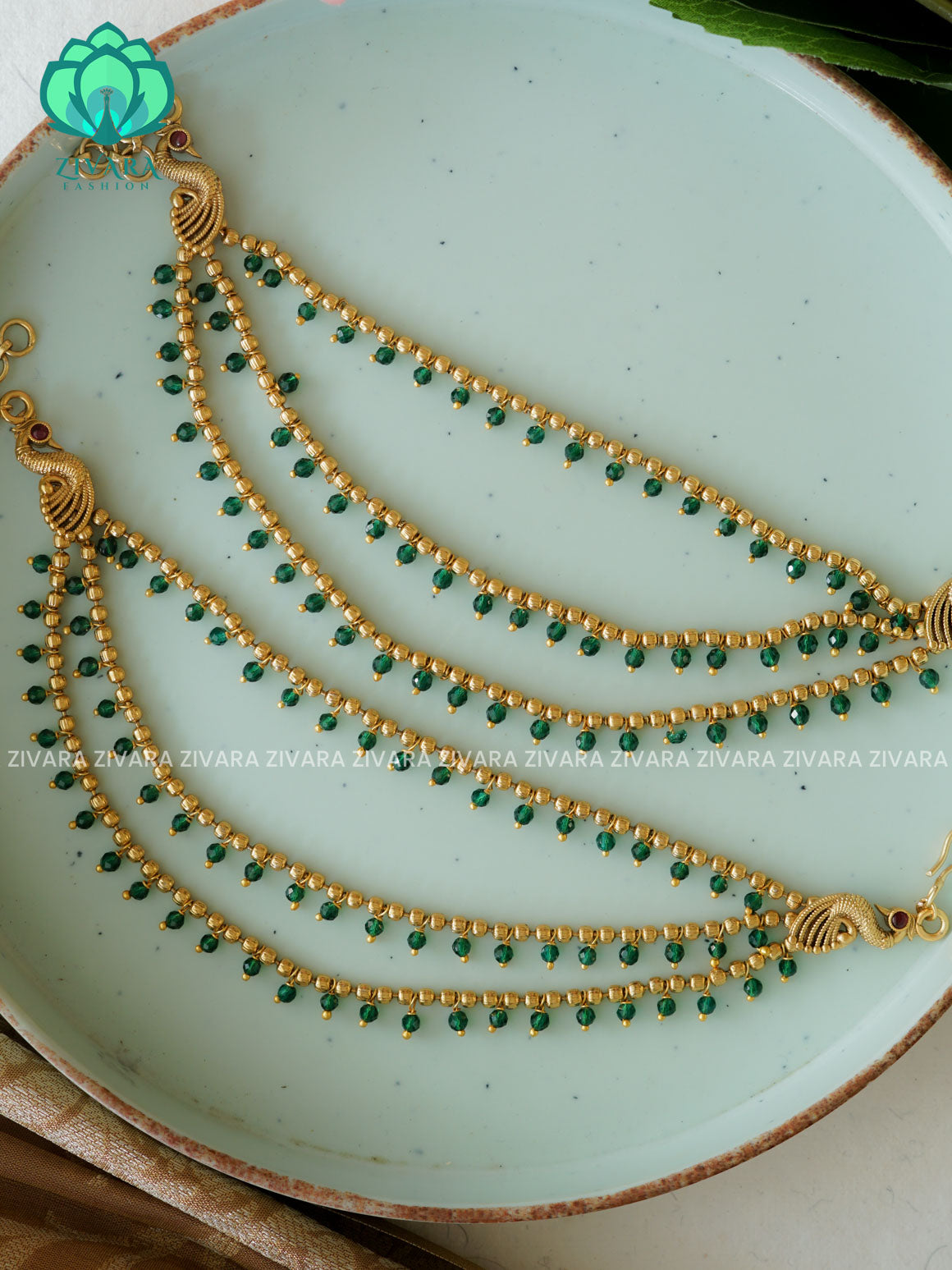 3 layer MATTE FINISH  earchains/maatals- bridal accessory- zivara fashion-latest jewellery collection