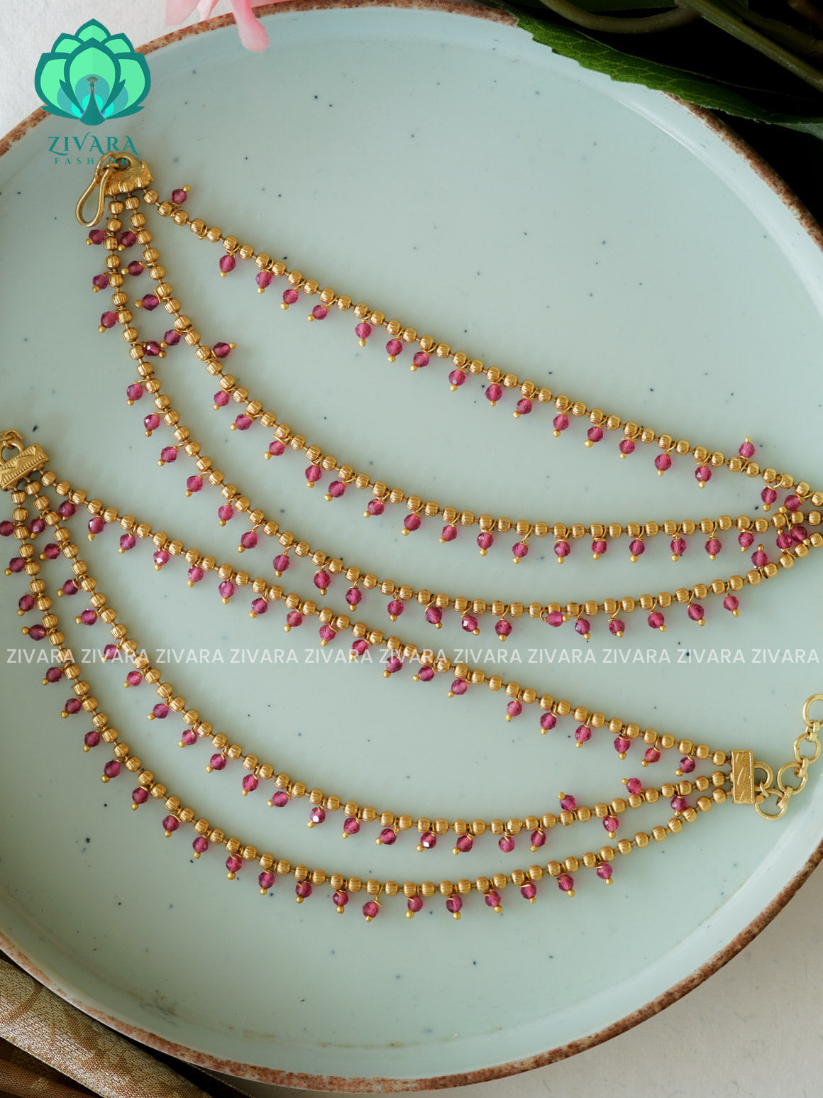 3 layer MATTE FINISH  earchains/maatals- bridal accessory- zivara fashion-latest jewellery collection