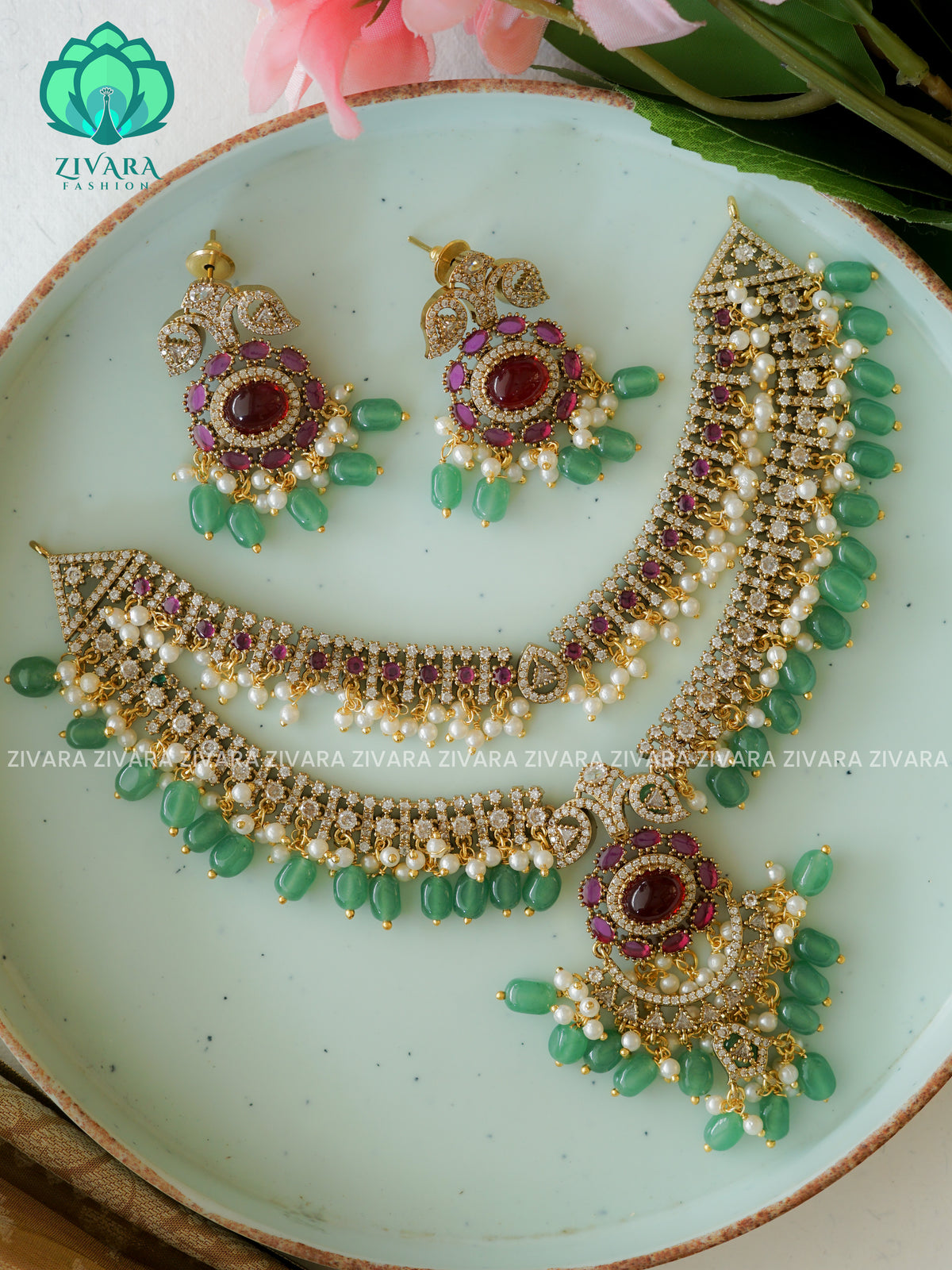 AKSHAYAM - BRIDAL step  -Traditional south indian premium neckwear with earrings- Zivara Fashion- latest jewellery design