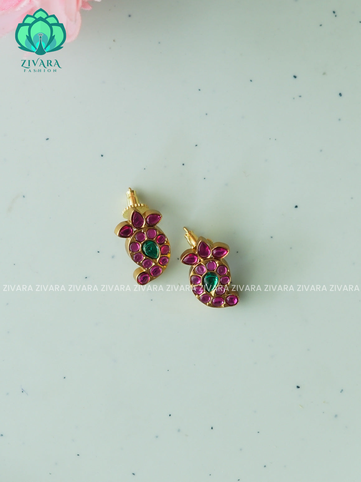 SMALL SIZE MANGO JADAU LOOK ALIKE STUDS - latest jewellery collection- zivara fashion