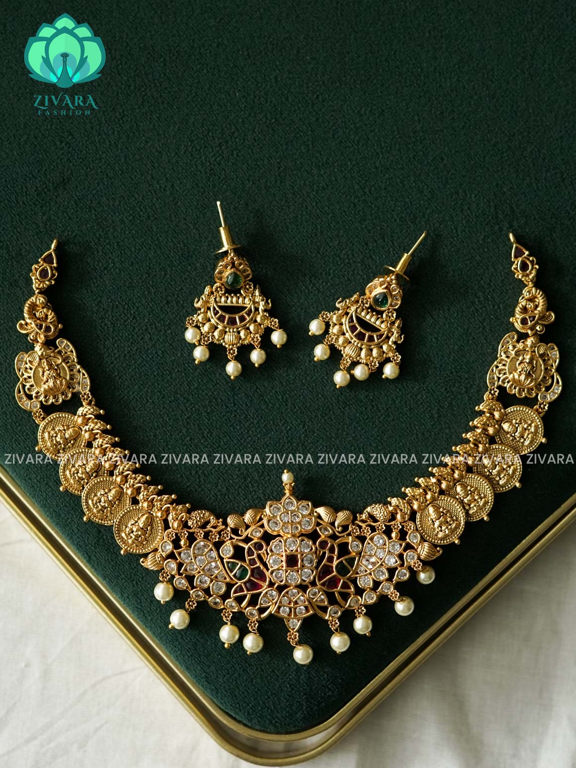 AKSHAYAM -  BRIDAL PEACOCK WITH COIN  - Traditional south indian premium neckwear - Zivara Fashion- latest jewellery design