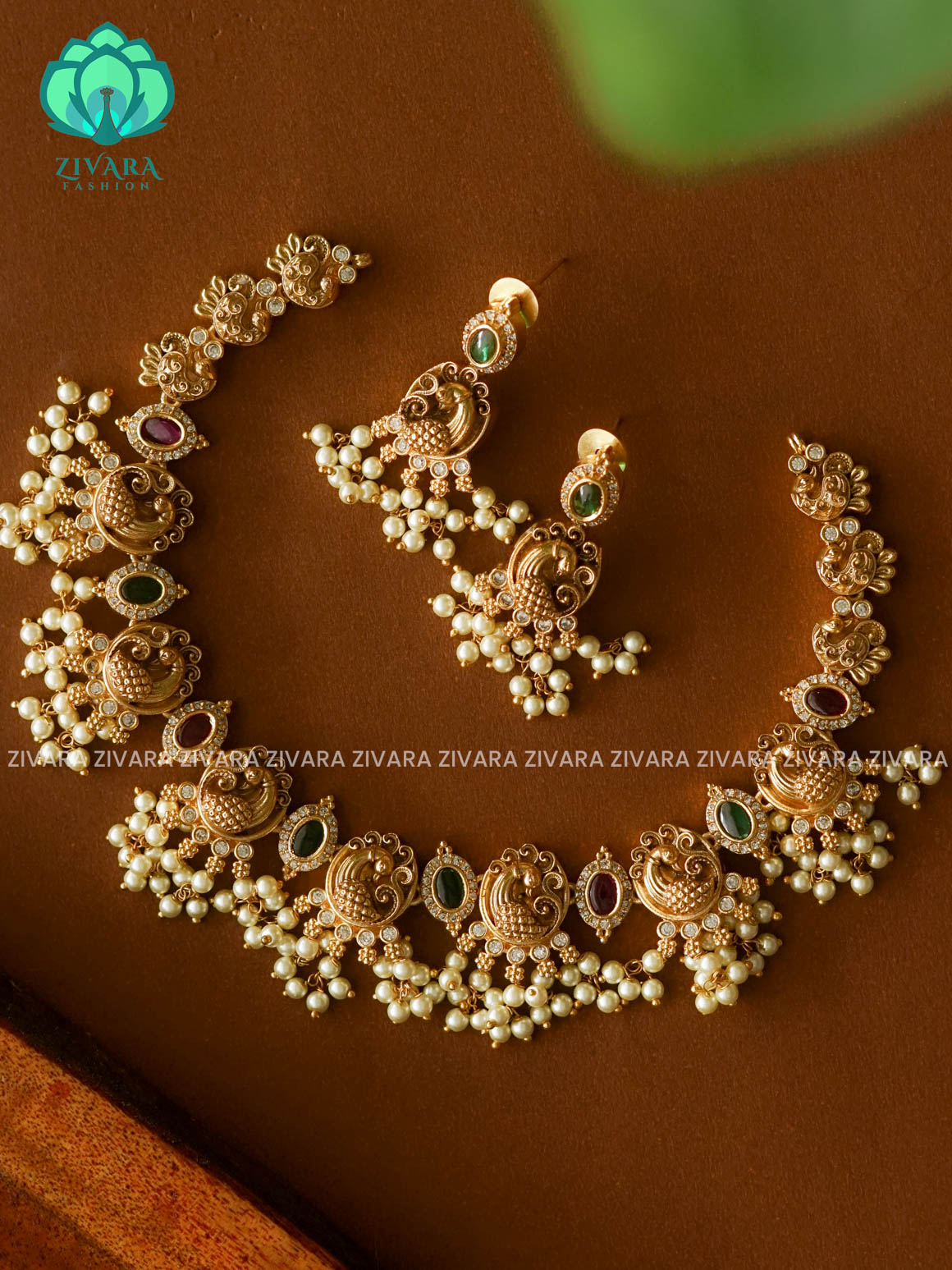 NAKSHI GUTTAPUSALU PEACOCK   -Traditional south indian premium neckwear with earrings- Zivara Fashion- latest jewellery design