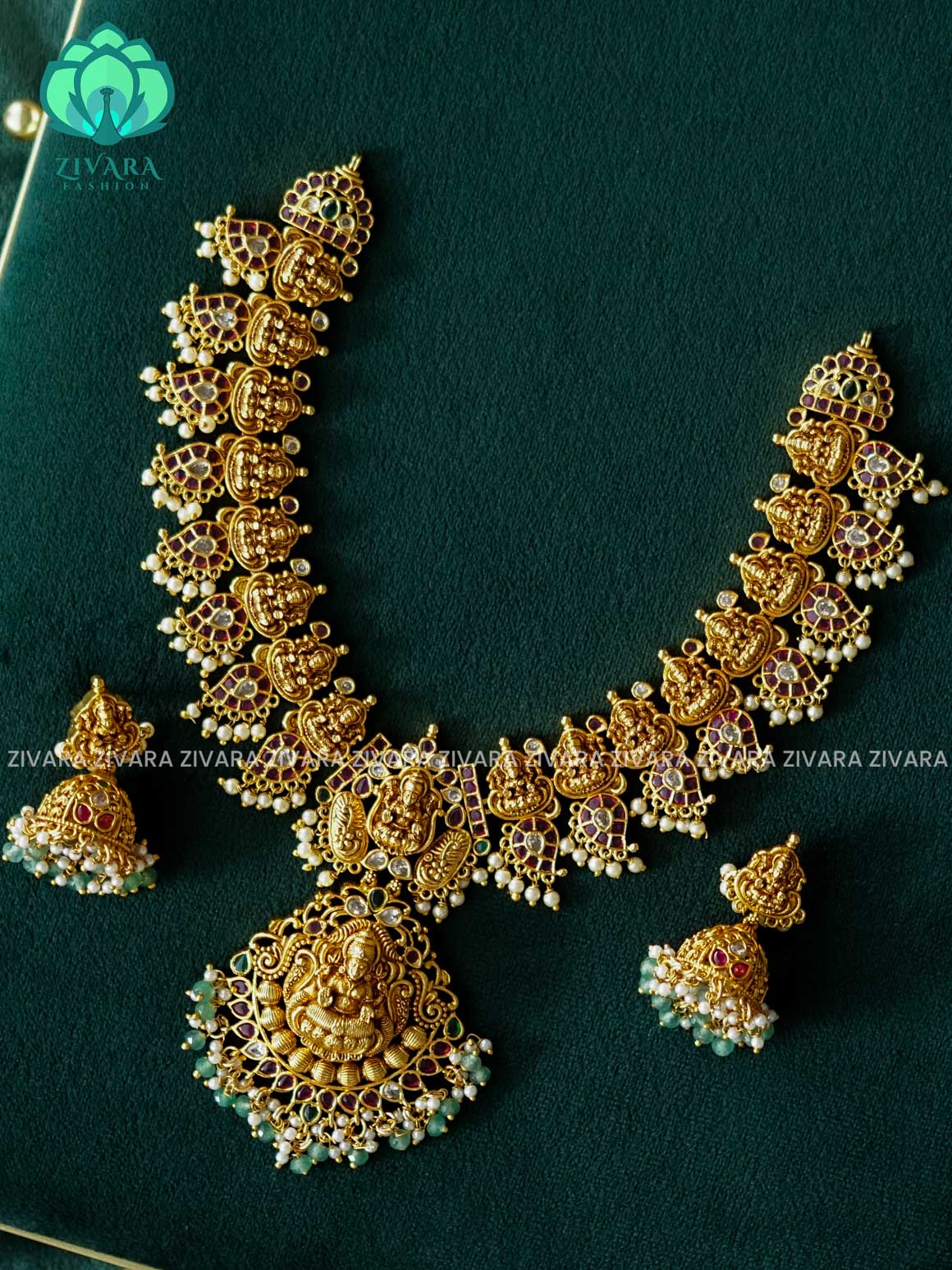 AKSHAYAM - TEMPLE AND MANGA HEAVY BRIDAL NECKWEAR  - premium neckwear - Zivara Fashion- latest jewellery design