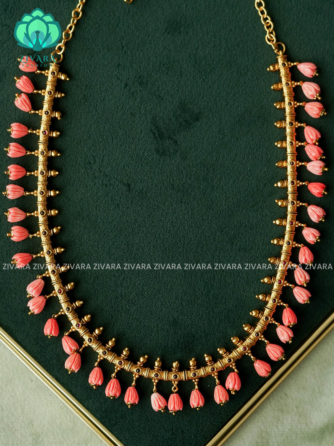 PAVALAMALLI BEADS  - Traditional south indian premium LONG/MIDCHEST neckwear without earrings- Zivara Fashion- latest jewellery design
