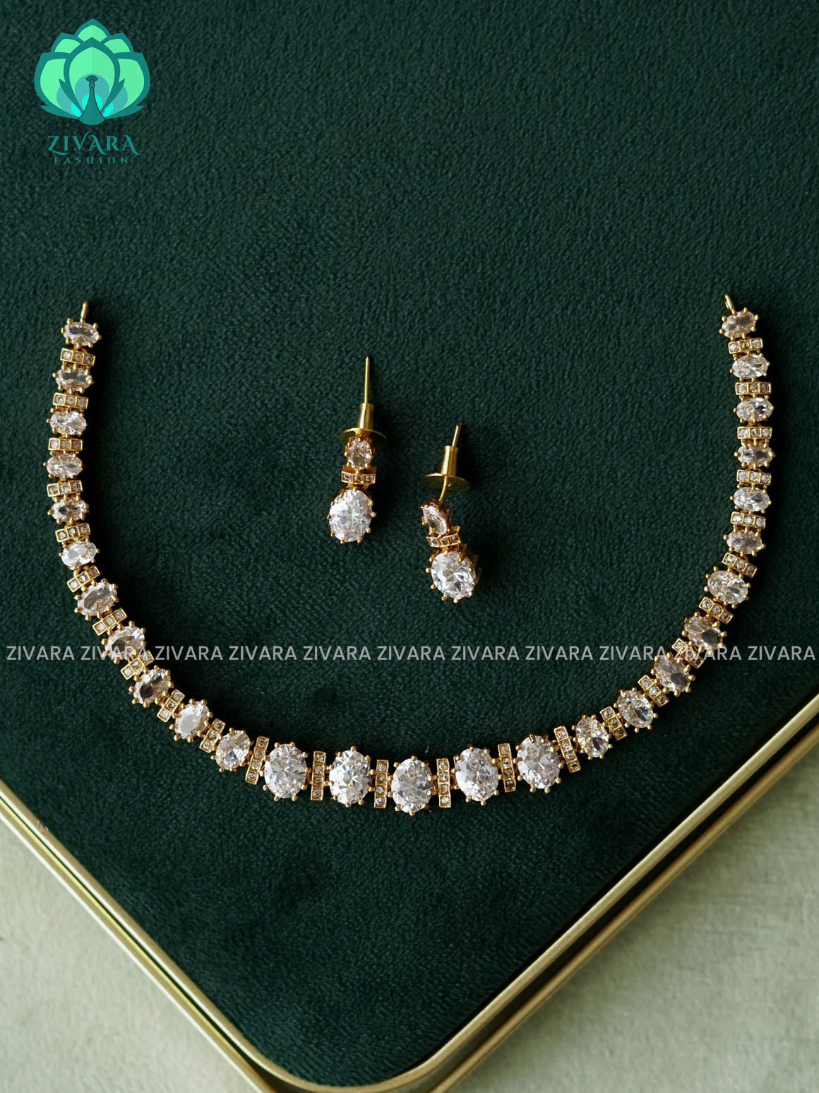WHITE OVAL - SUBTLE POLISH stylish and minimal elegant neckwear with earrings- Zivara Fashion