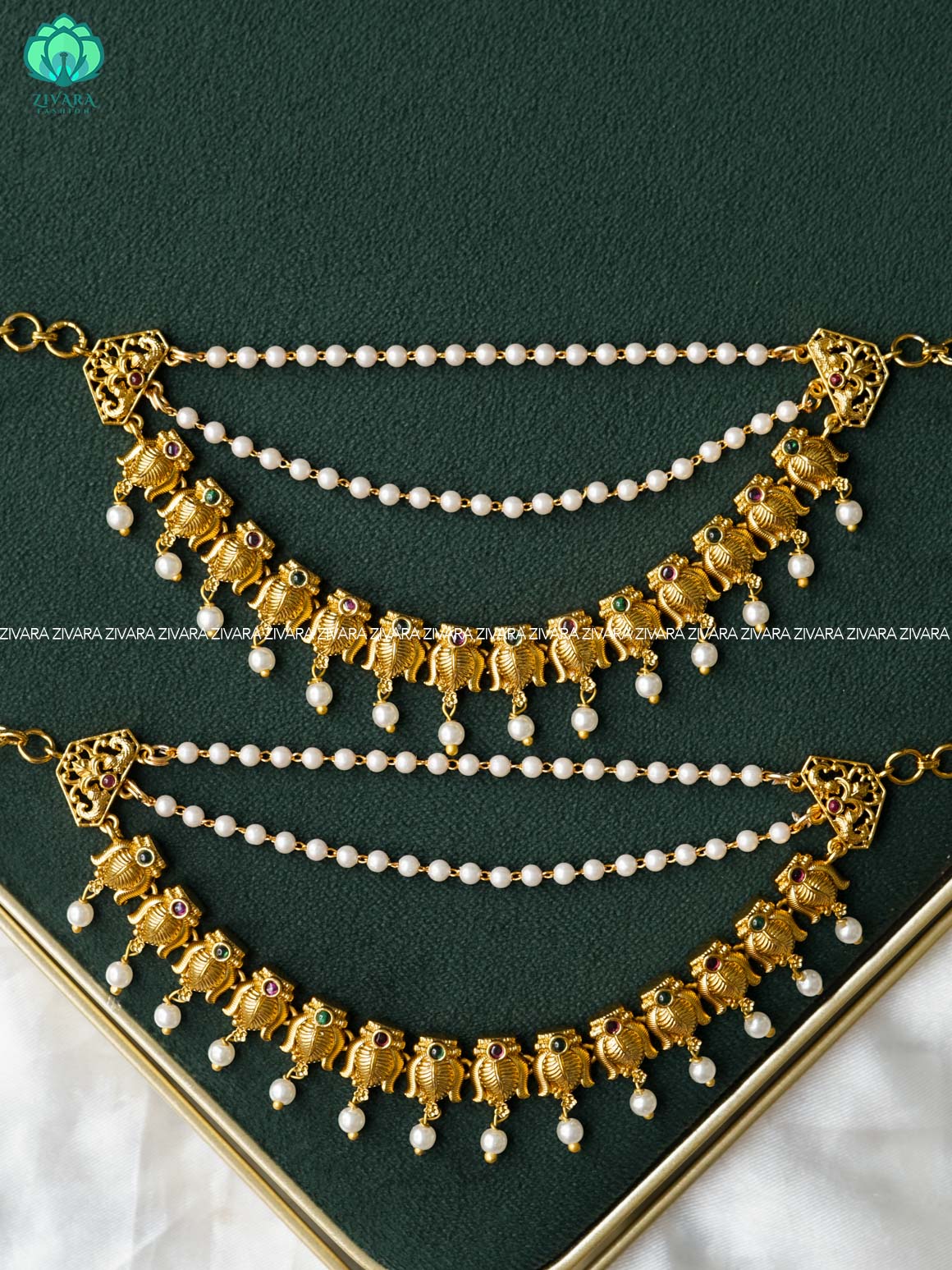3 layer  premium MATTE FINISH  earchains/maatals- bridal accessory- zivara fashion-latest jewellery collection
