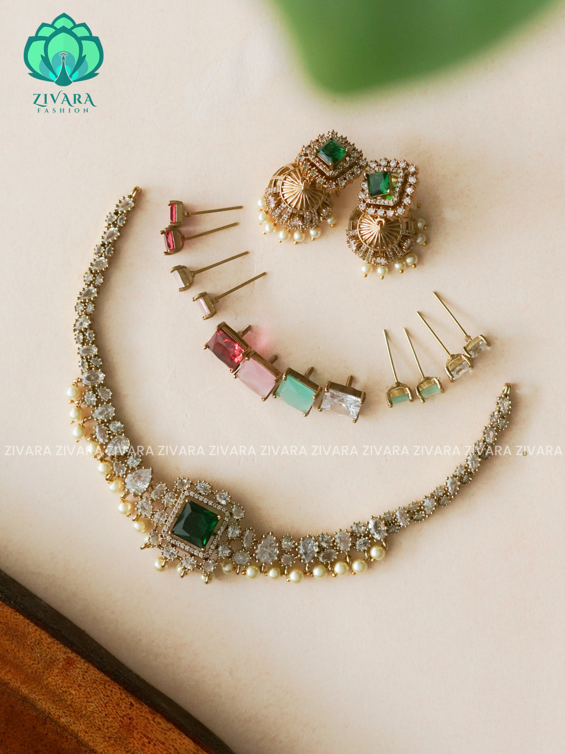 Interchangable hotselling NECKWEAR with earrings - latest pocket friendly south indian jewellery collection