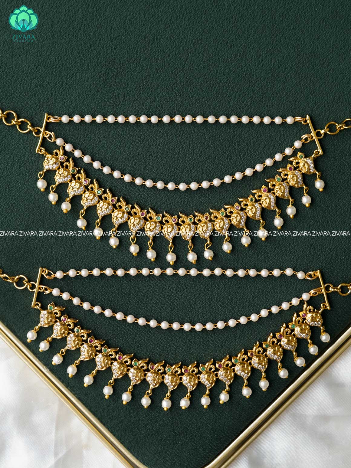 3 layer  premium MATTE FINISH  earchains/maatals- bridal accessory- zivara fashion-latest jewellery collection