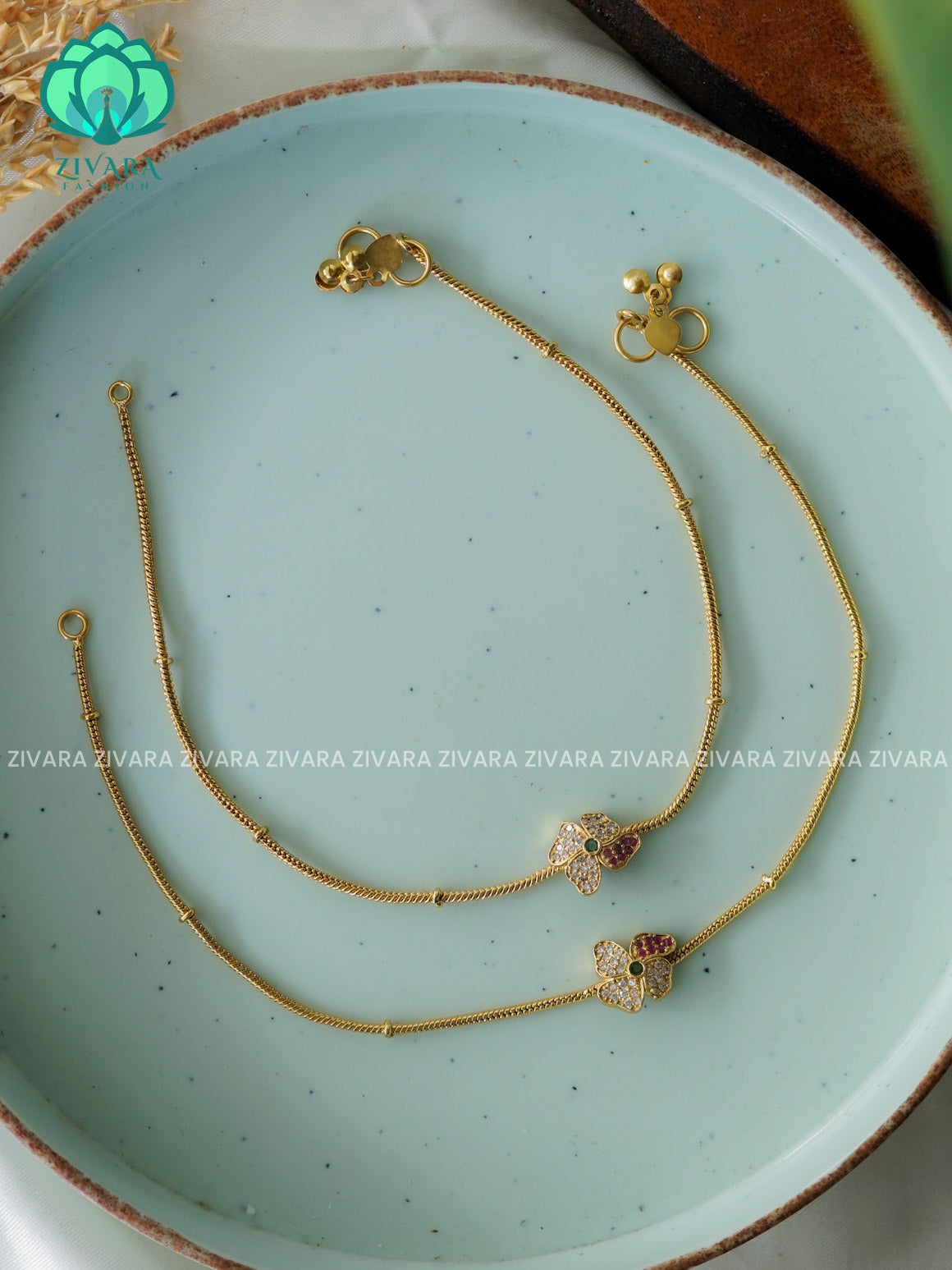 Flower  - PREMIUM MATTE  Trending occasional wear anklets for women- latest jewellery- ZIVARA FASHION