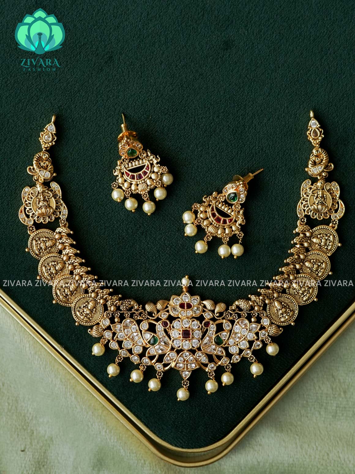 AKSHAYAM -  BRIDAL AD STONE WITH COIN  - Traditional south indian premium neckwear - Zivara Fashion- latest jewellery design