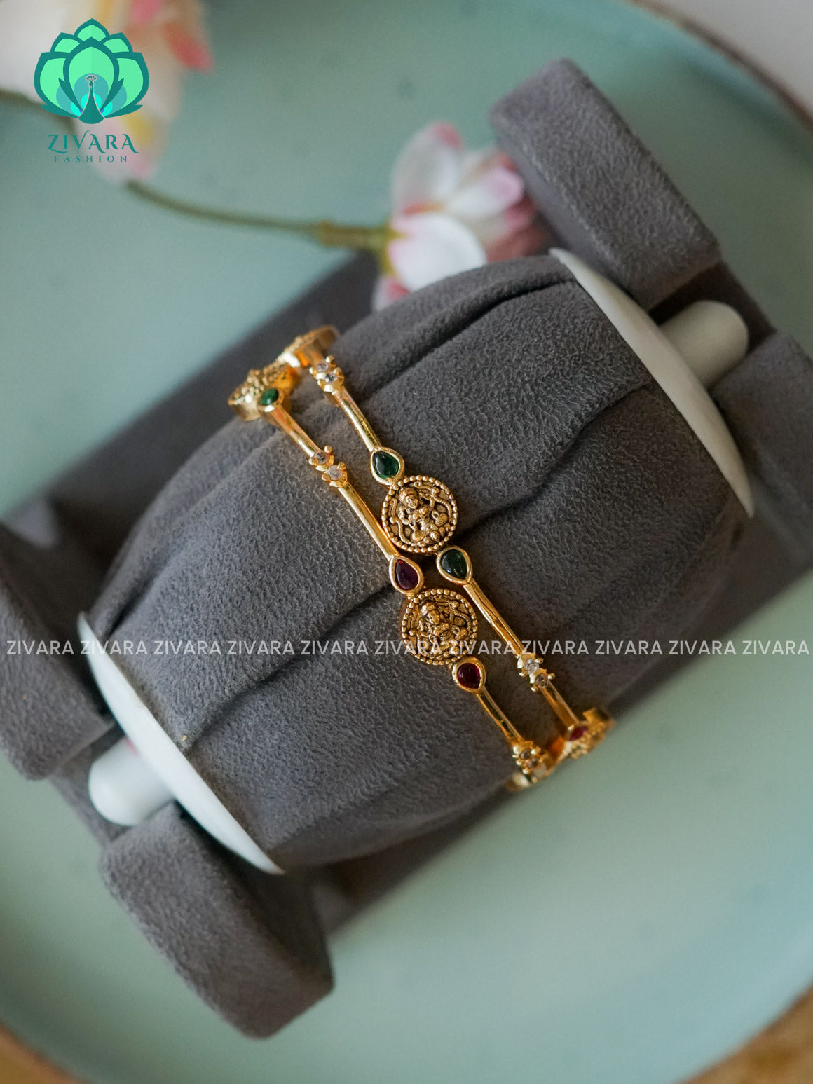 2 piece temple bangles - gold lookalike - latest bangles design
