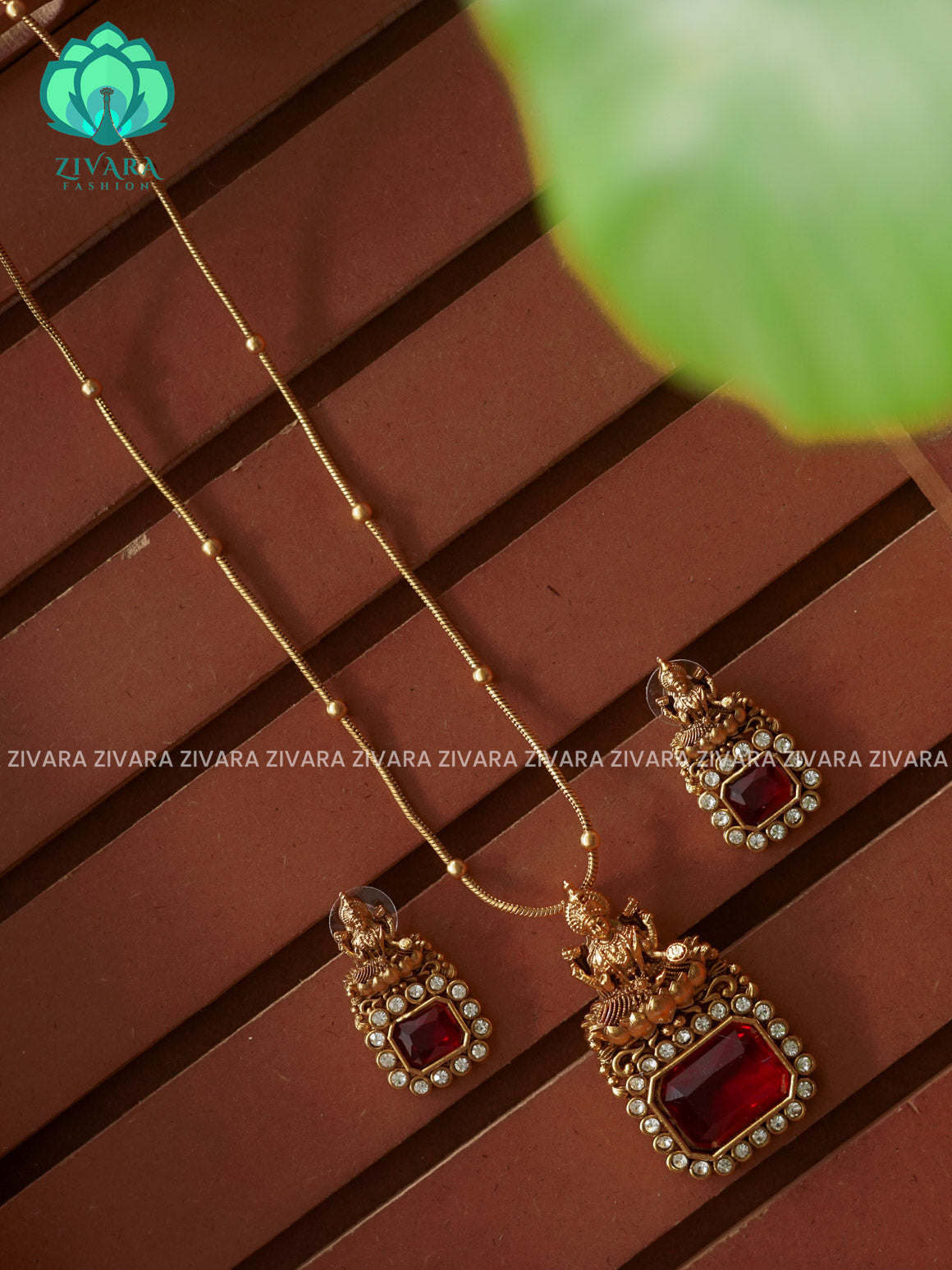 Temple normal matte neckwear with earrings- Zivara Fashion- latest jewellery design
