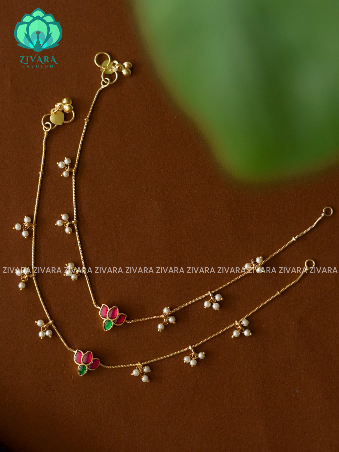 Jadau Lotus - Trending occasional wear anklets (9.75 inch approx )for women- latest jewellery- ZIVARA FASHION