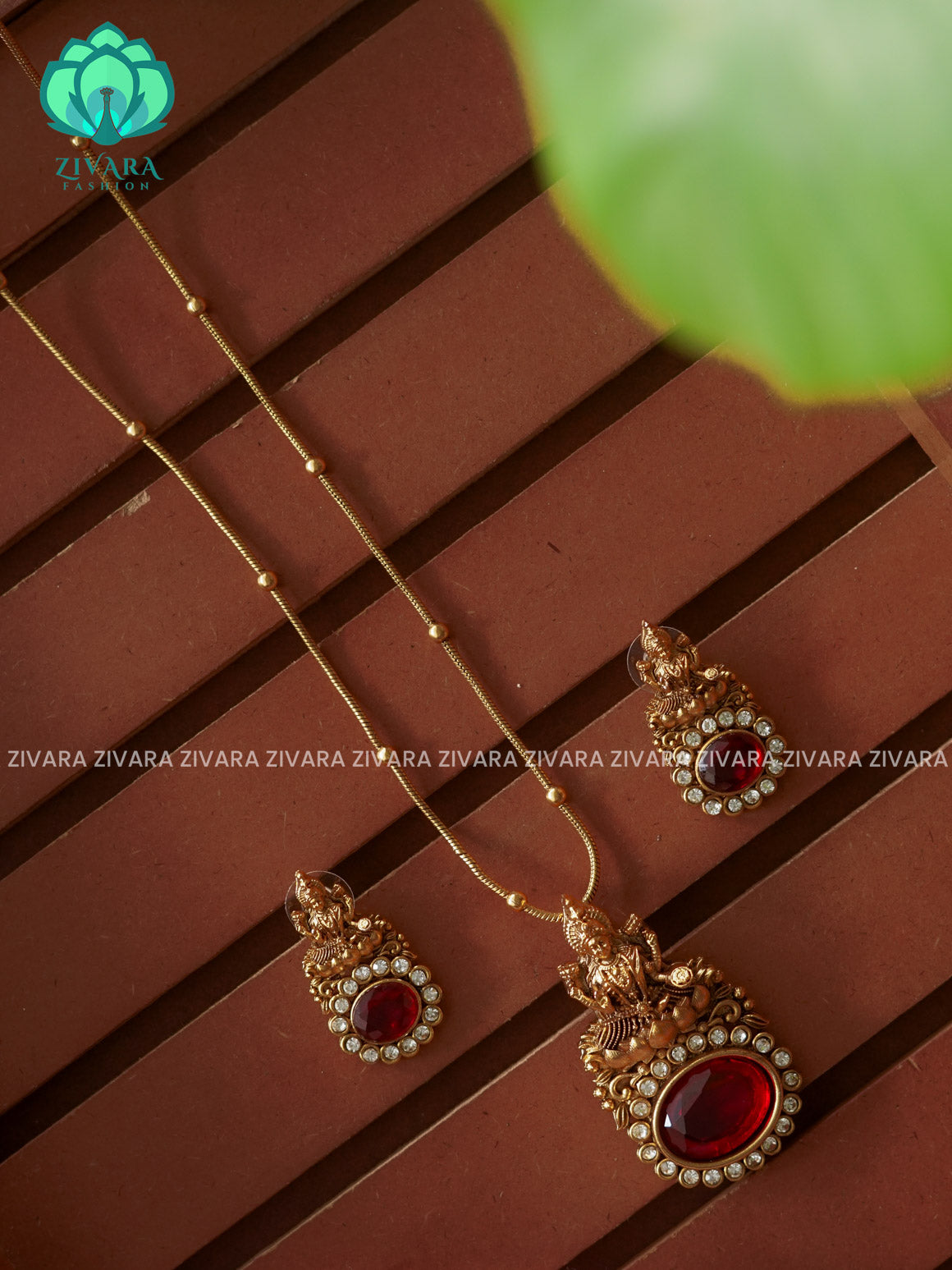 Temple normal matte neckwear with earrings- Zivara Fashion- latest jewellery design