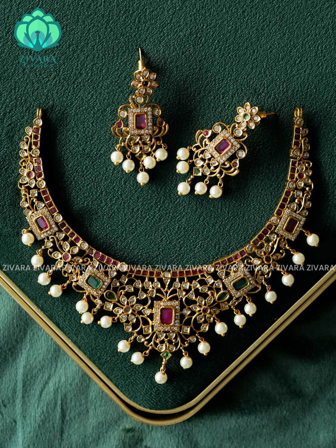 AKSHAYAM - MOTIF FREE NECKWEAR  - Premium quality CZ Matte collection-south indian jewellery