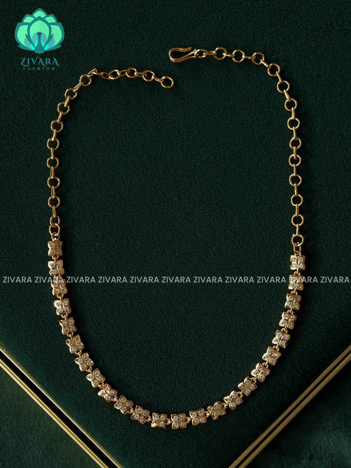 AMBIGAI  -  WHITE STONE MOTIF FREE MICROGOLD POLISH  - Zivara Fashion- latest jewellery design