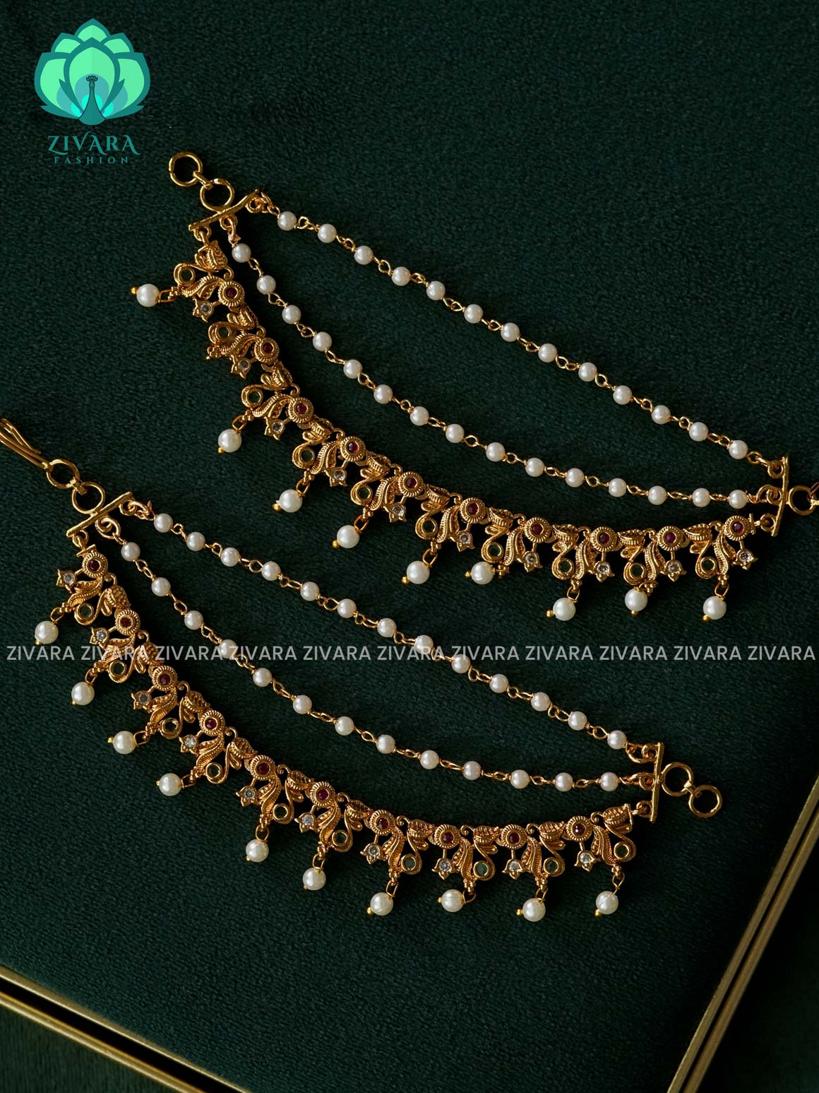 3 layer earchains/gold finish -zivara fashion-latest jewellery collection