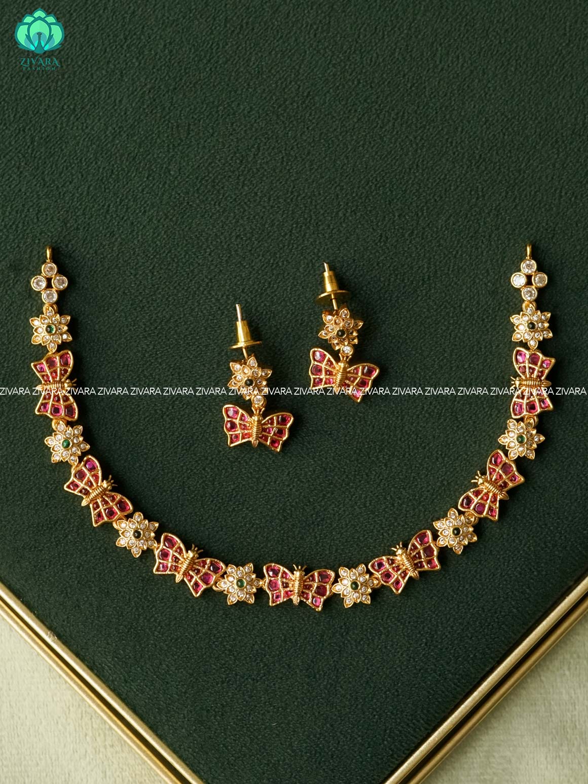REAL KEMP PEACOCK NECKWEAR -Traditional south indian premium neckwear with earrings- Zivara Fashion- latest jewellery design