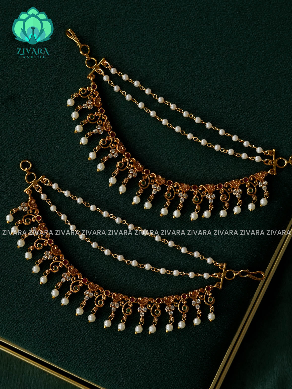 3 layer earchains/gold finish -zivara fashion-latest jewellery collection