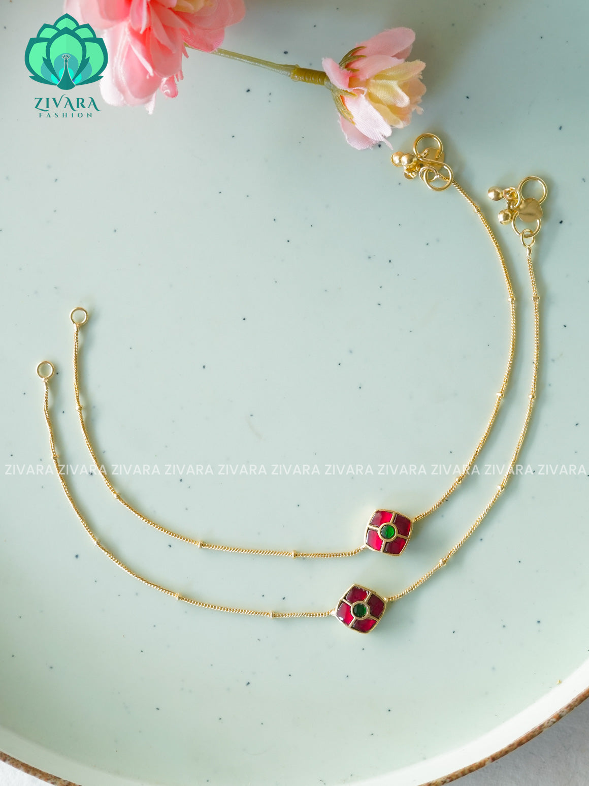 Jadau DIAMOND  - Trending occasional wear anklets (9.75 inch approx )for women- latest jewellery- ZIVARA FASHION