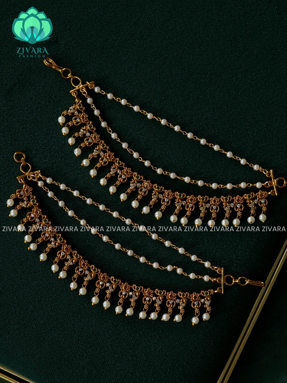 3 layer  premium MATTE FINISH  earchains/maatals- bridal accessory- zivara fashion-latest jewellery collection