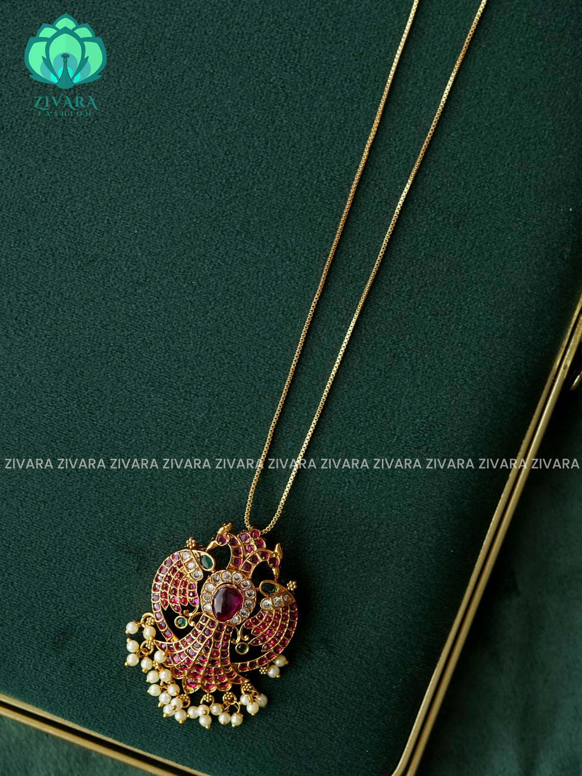 PEACOCK PENDANT WITH CHAIN - Traditional PREMIUM MATTE polish neckwear - Zivara Fashion