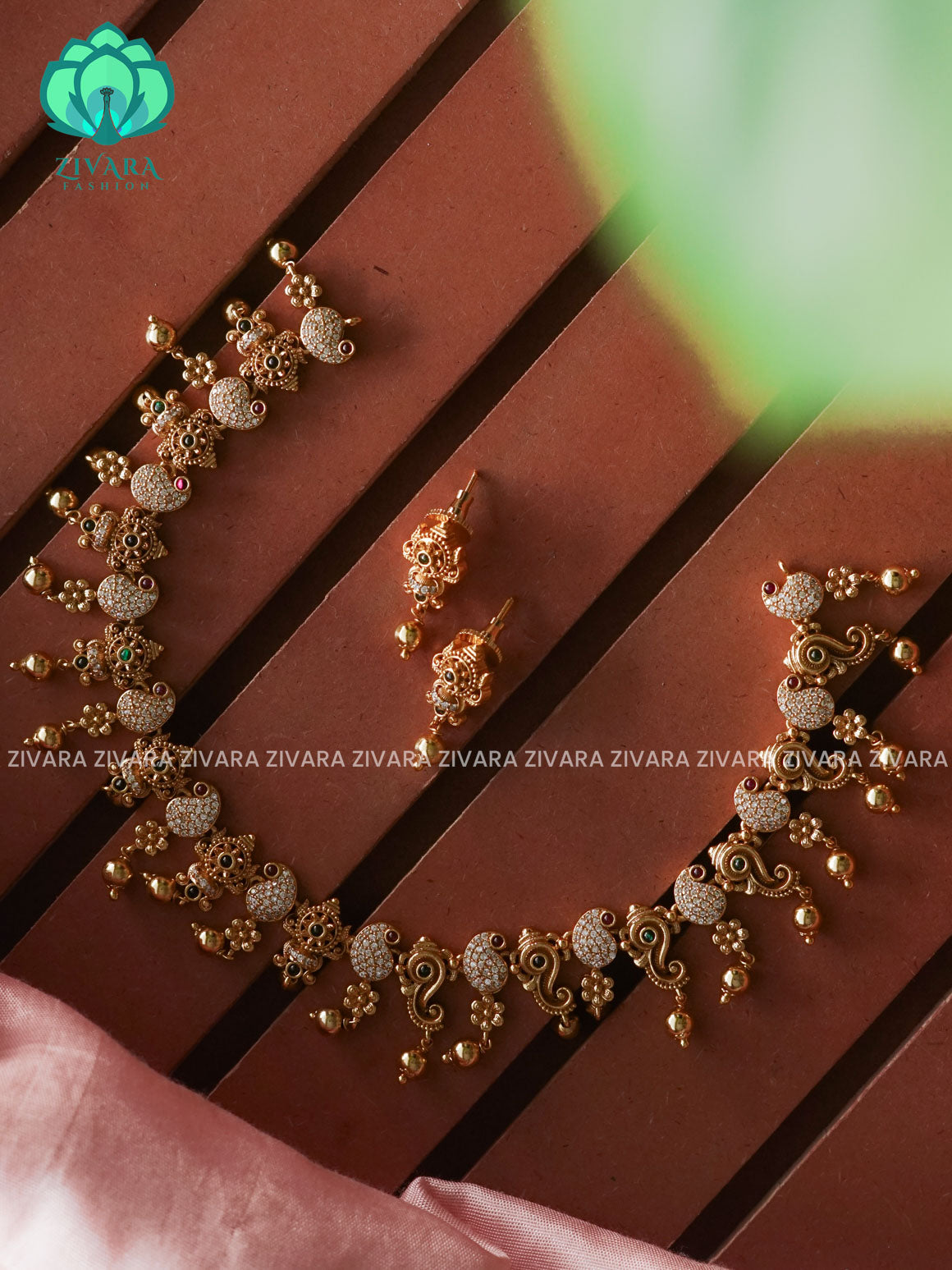 NAKSHI conch  -Traditional south indian premium neckwear with earrings- Zivara Fashion- latest jewellery design