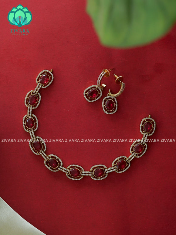 RUBY - Chain model - stylish and minimal elegant neckwear with earrings- Zivara Fashion