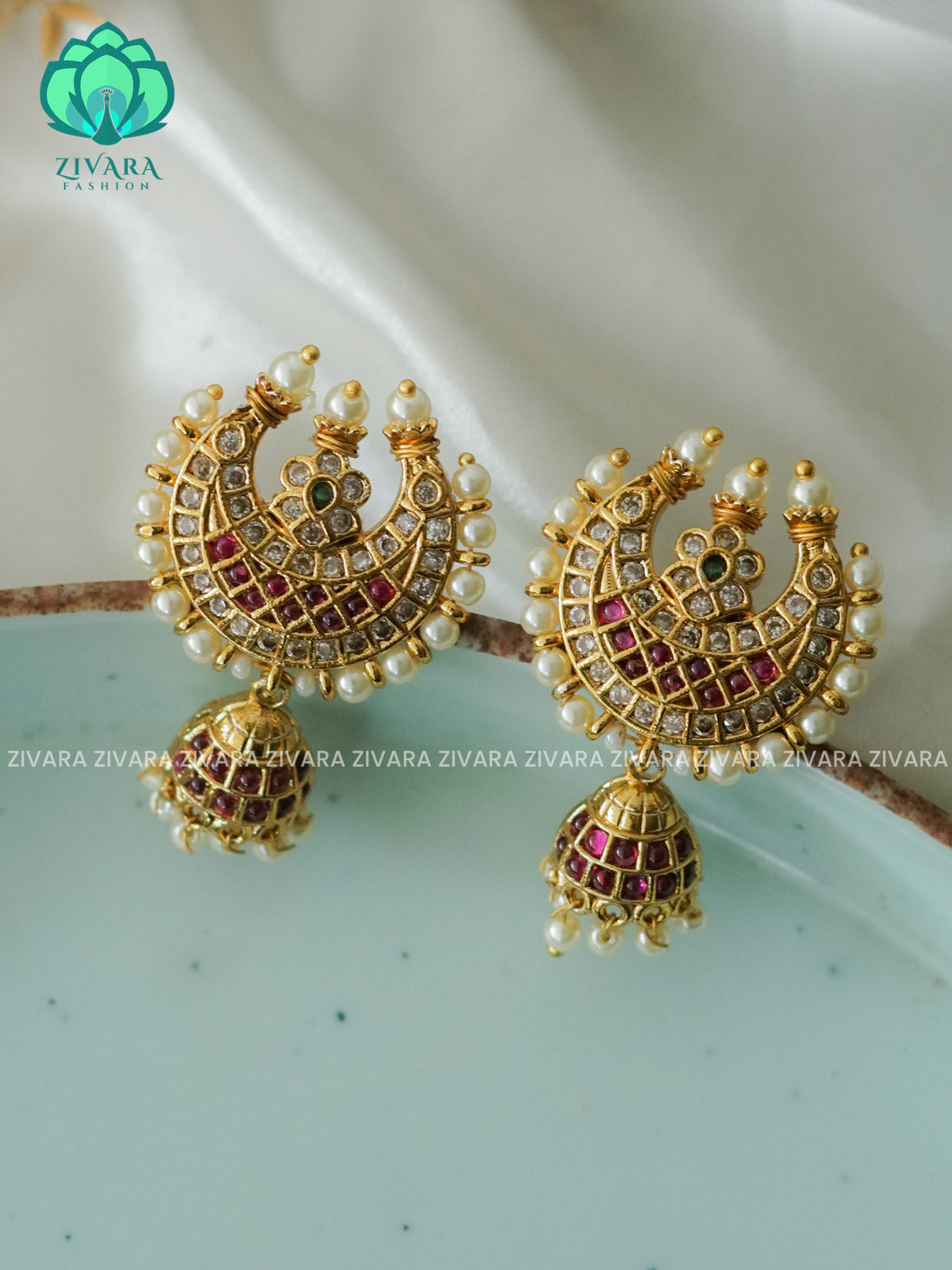 Hotselling small size kids friendly real kemp moon TRADITIONAL PREMIUM MATTE  polish JHUMKA- latest jewellery collection- zivara fashion