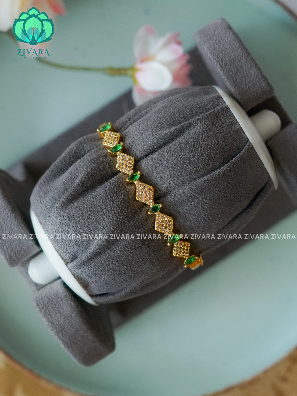 Green 1 piece free size KADA -Premium gold finish kada bangle- latest jewellery collection- Zivara Fashion