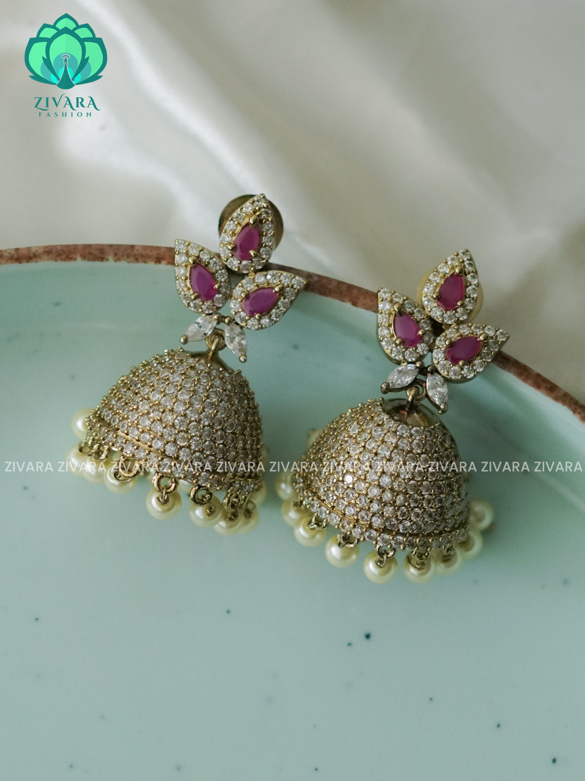 RUBY  Ad TRADITIONAL PREMIUM MATTE  polish JHUMKA- latest jewellery collection- zivara fashion
