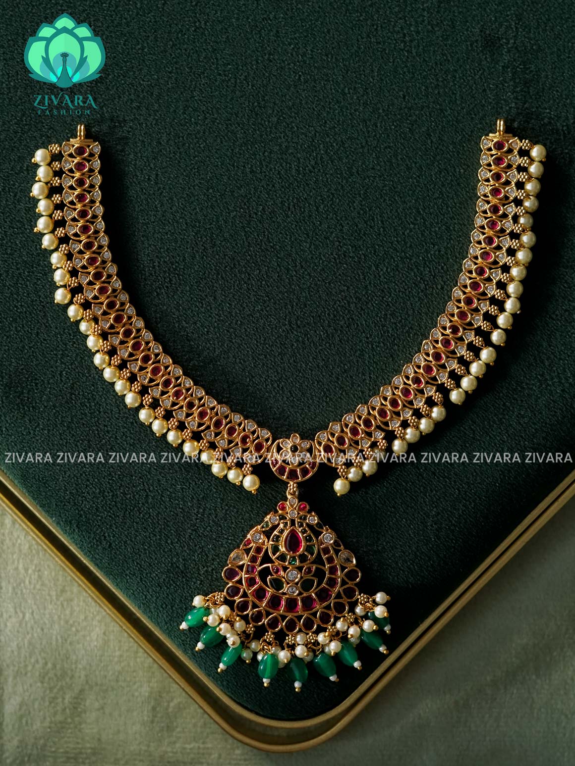 Akshayam - MOTIF FREE NECKWEAR WITHout Earrings - bridal temple neckwear -Traditional south indian premium neckwear with earrings- Zivara Fashion- latest jewellery design