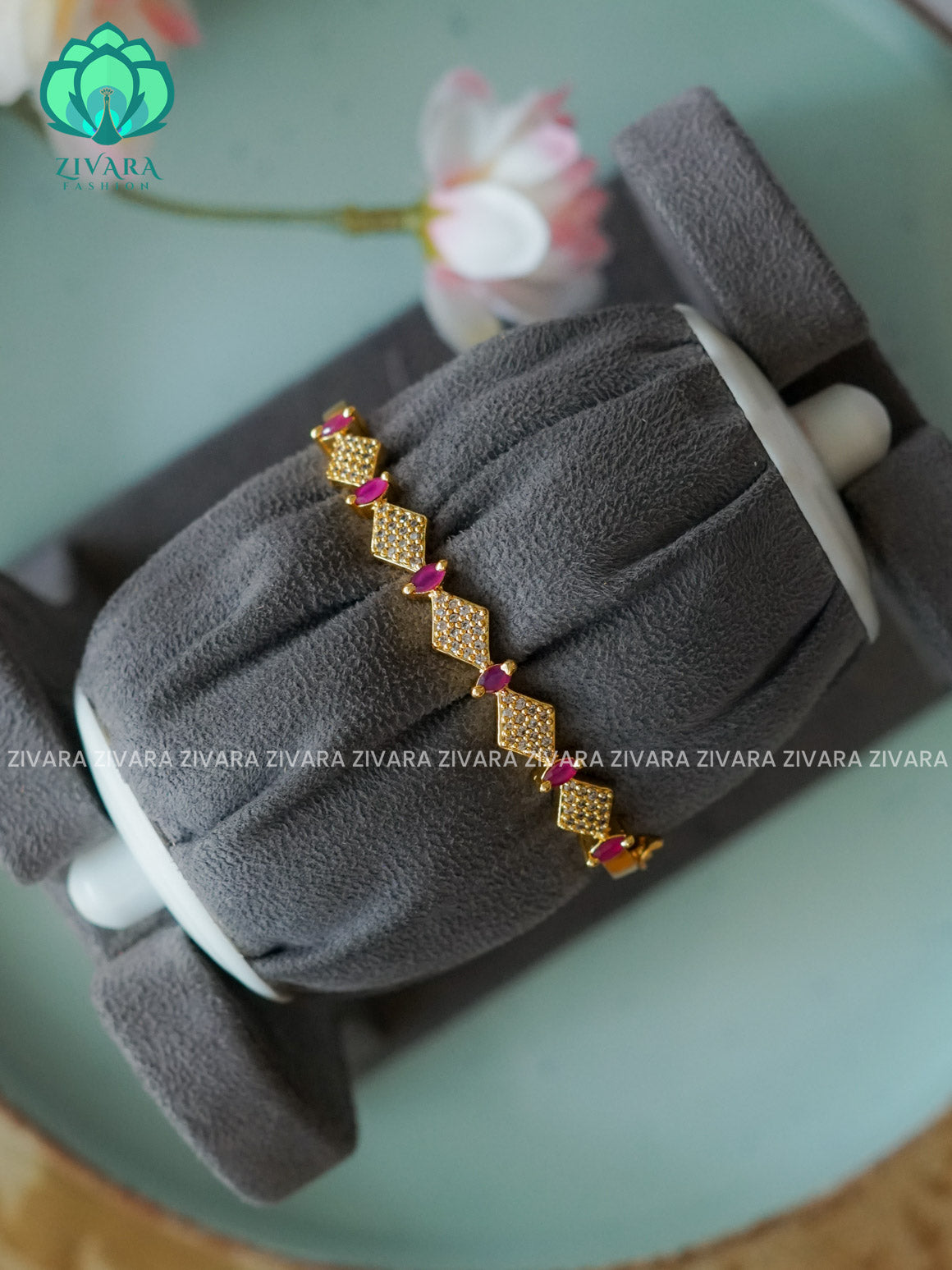 Ruby 1 piece free size KADA -Premium gold finish kada bangle- latest jewellery collection- Zivara Fashion